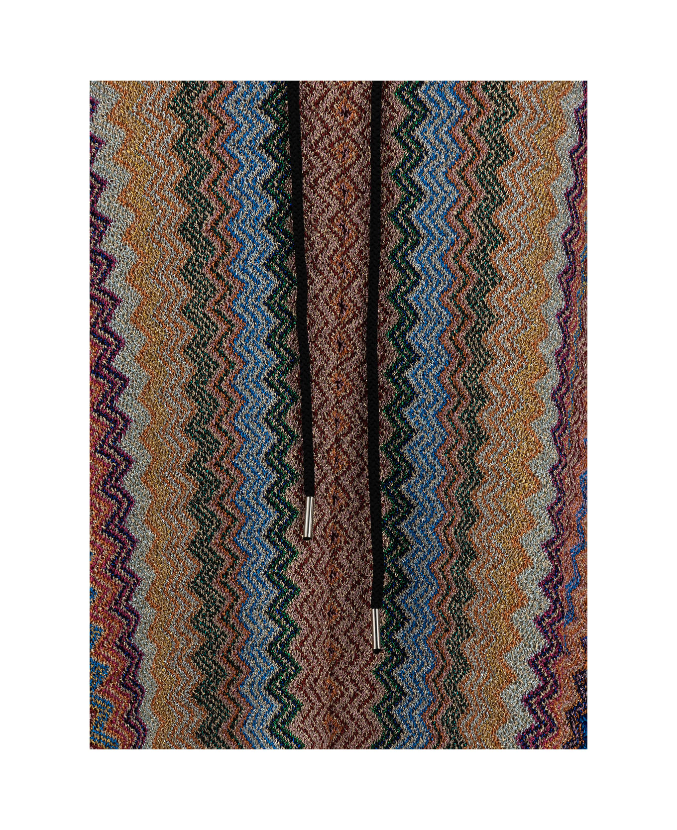 Missoni Multicolor Hooded Poncho With Zigzag Motif In Viscose Blend Woman Missoni - Multicolor