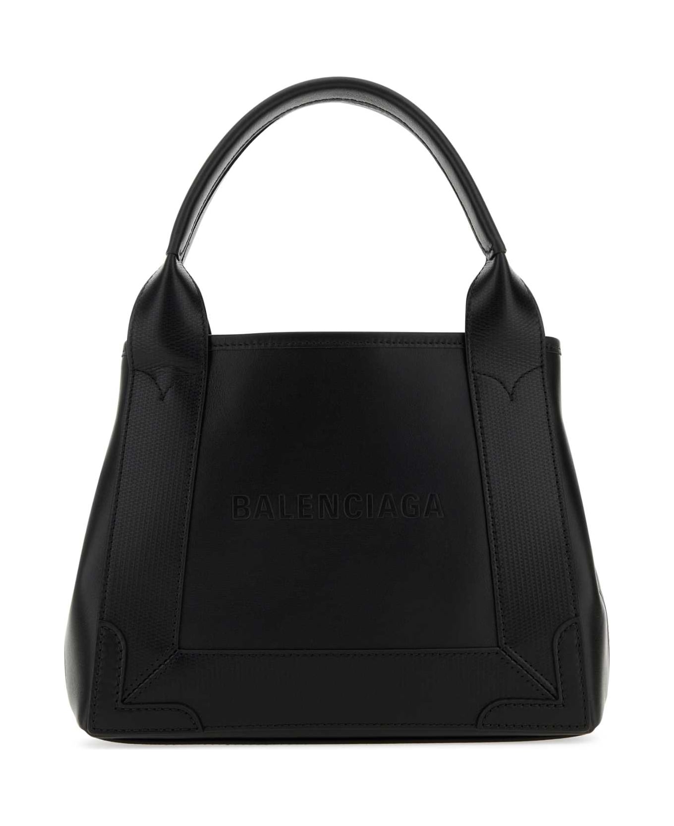 Balenciaga Black Leather Navy Cabas Xs Handbag - 1000