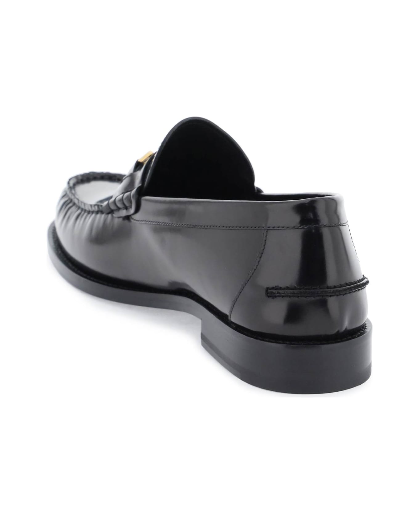 Versace Black Leather Loafers - Black/versace Gold