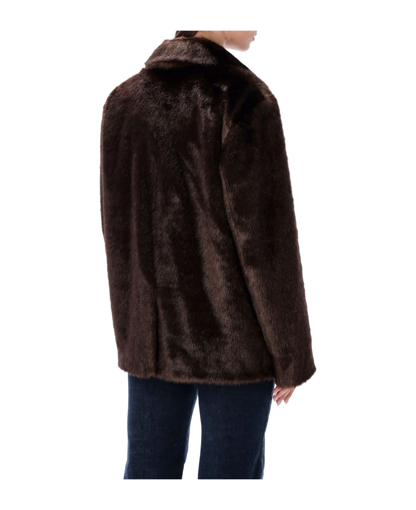 STAND STUDIO Evyn Faux Fur Jacket - BROWN