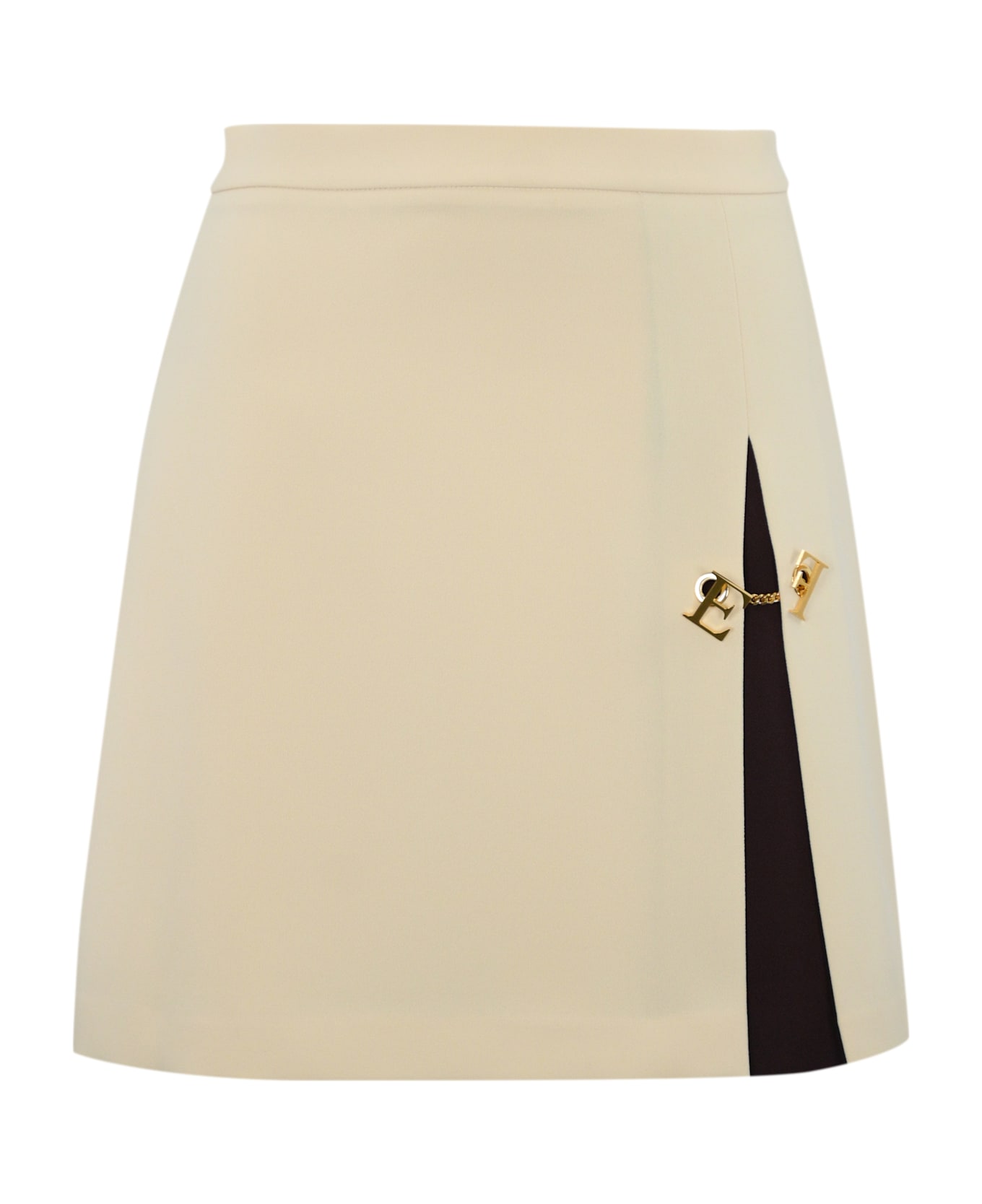 Elisabetta Franchi Two-tone Crepe Skirt - Lemonade/cacao