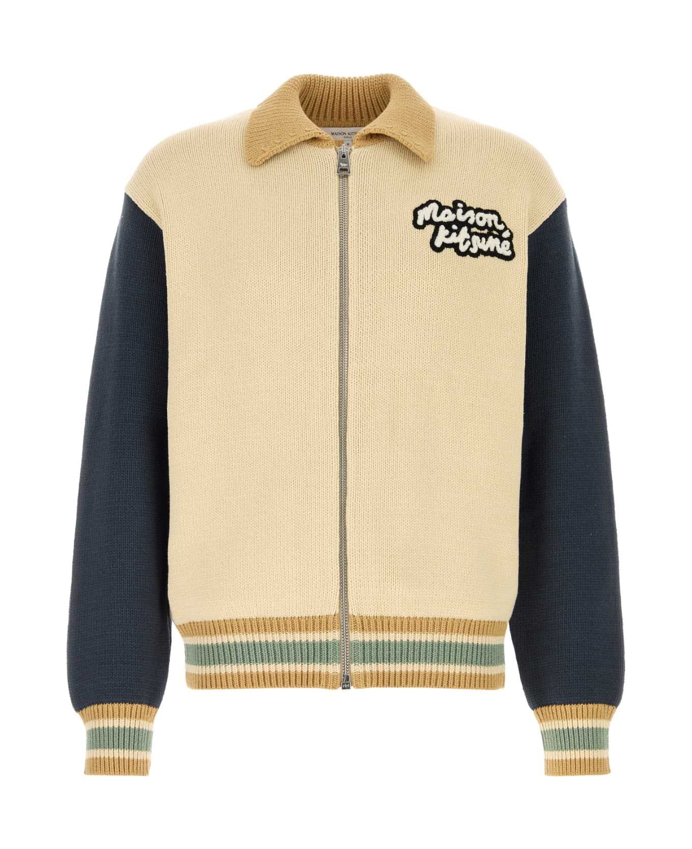Maison Kitsuné Cream Cotton Blend Cardigan - Neutro