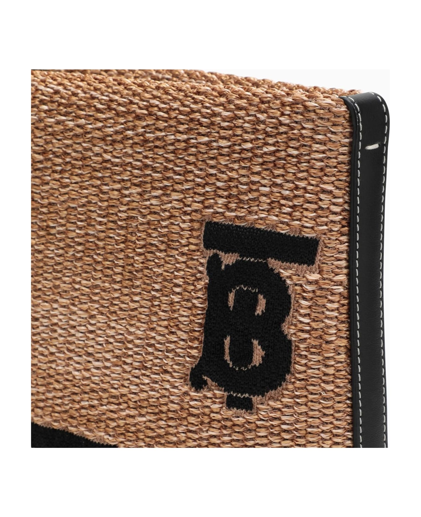 Burberry Beige Raffia Envelope With Monogram - Natural/black tb emb