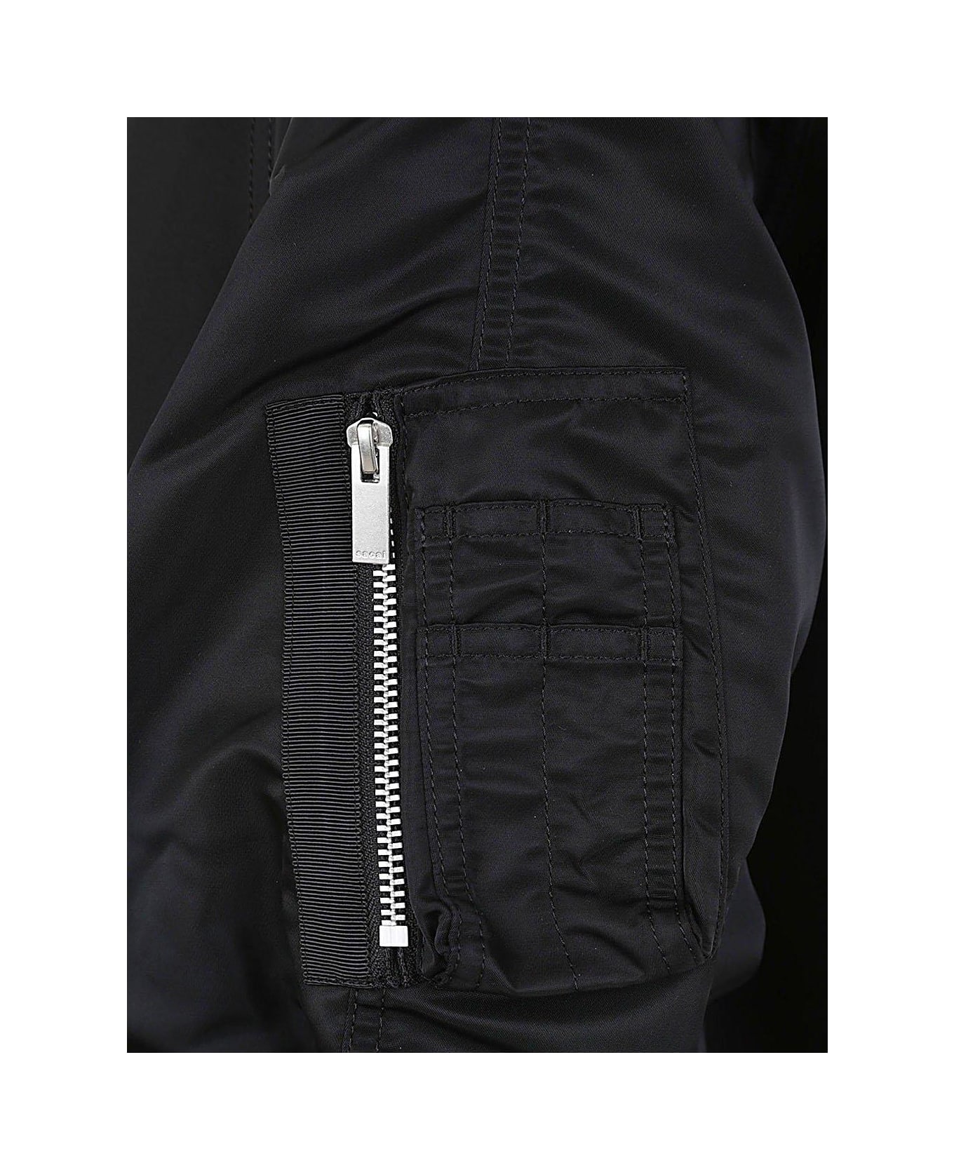 Sacai Button Detailed Cropped Jacket - BLACK