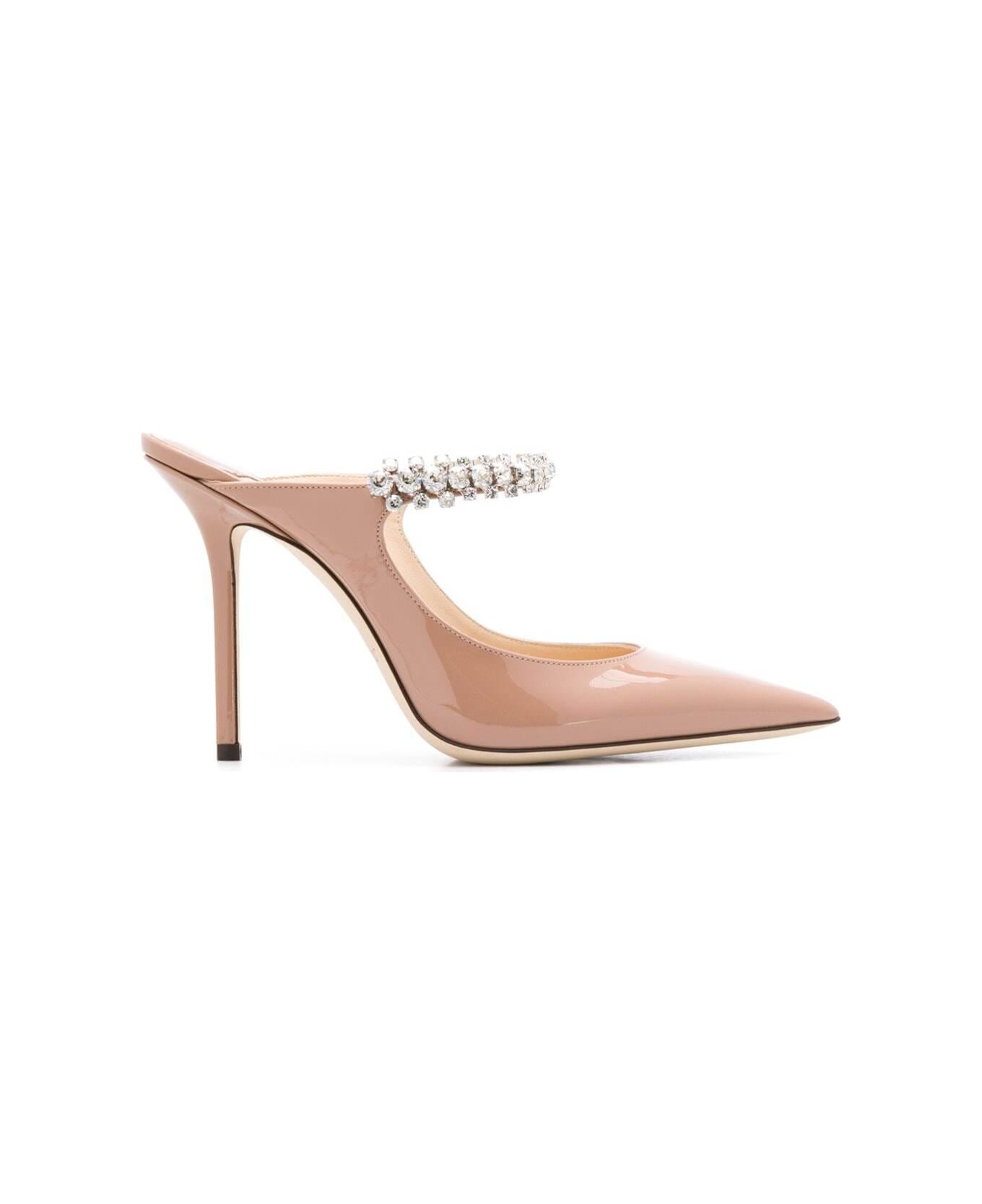 Jimmy Choo Pink Patent Leather Pumps With Crystal Strap Woman - Pink