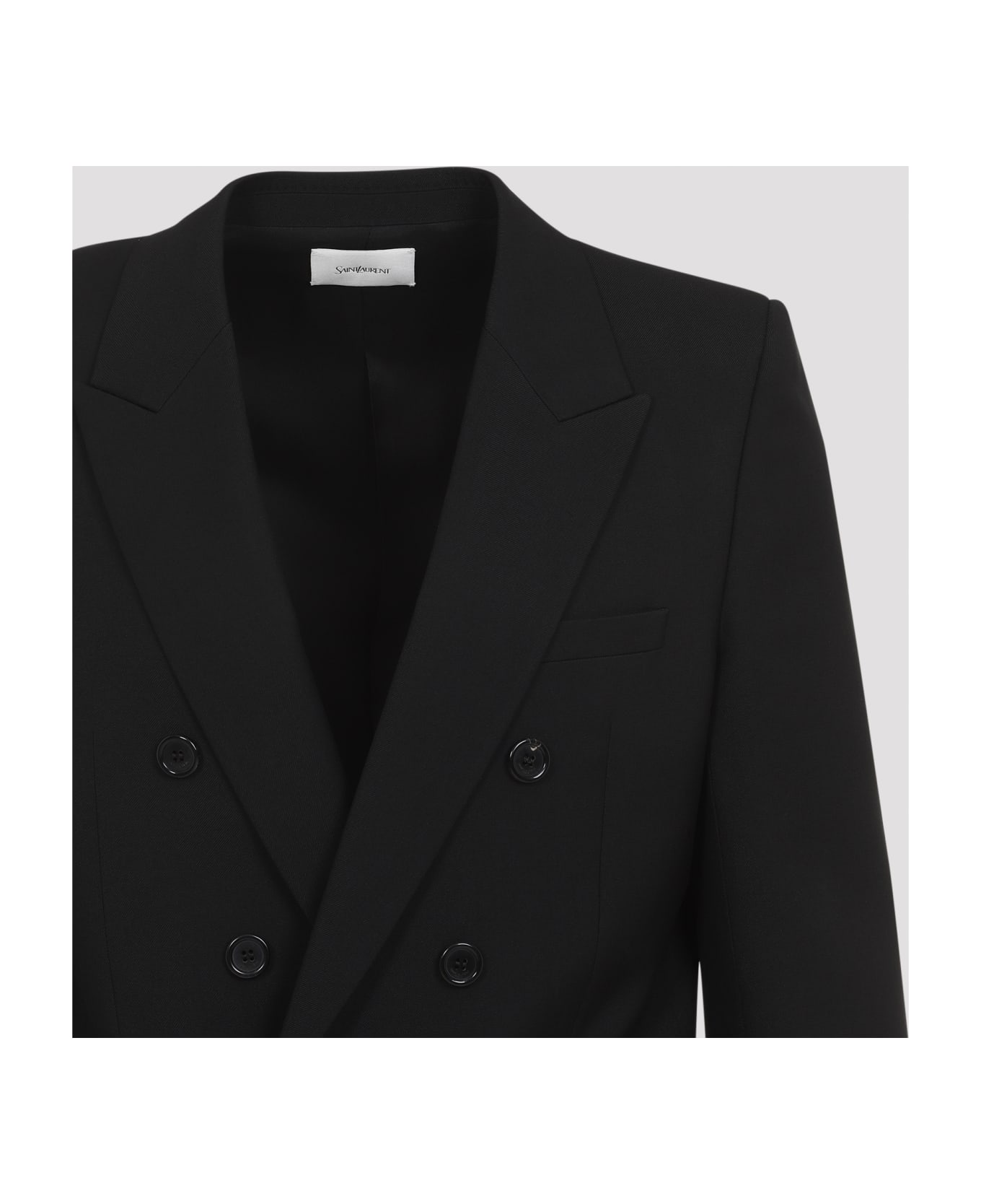 Saint Laurent Double-breasted Wool Blazer - Noir