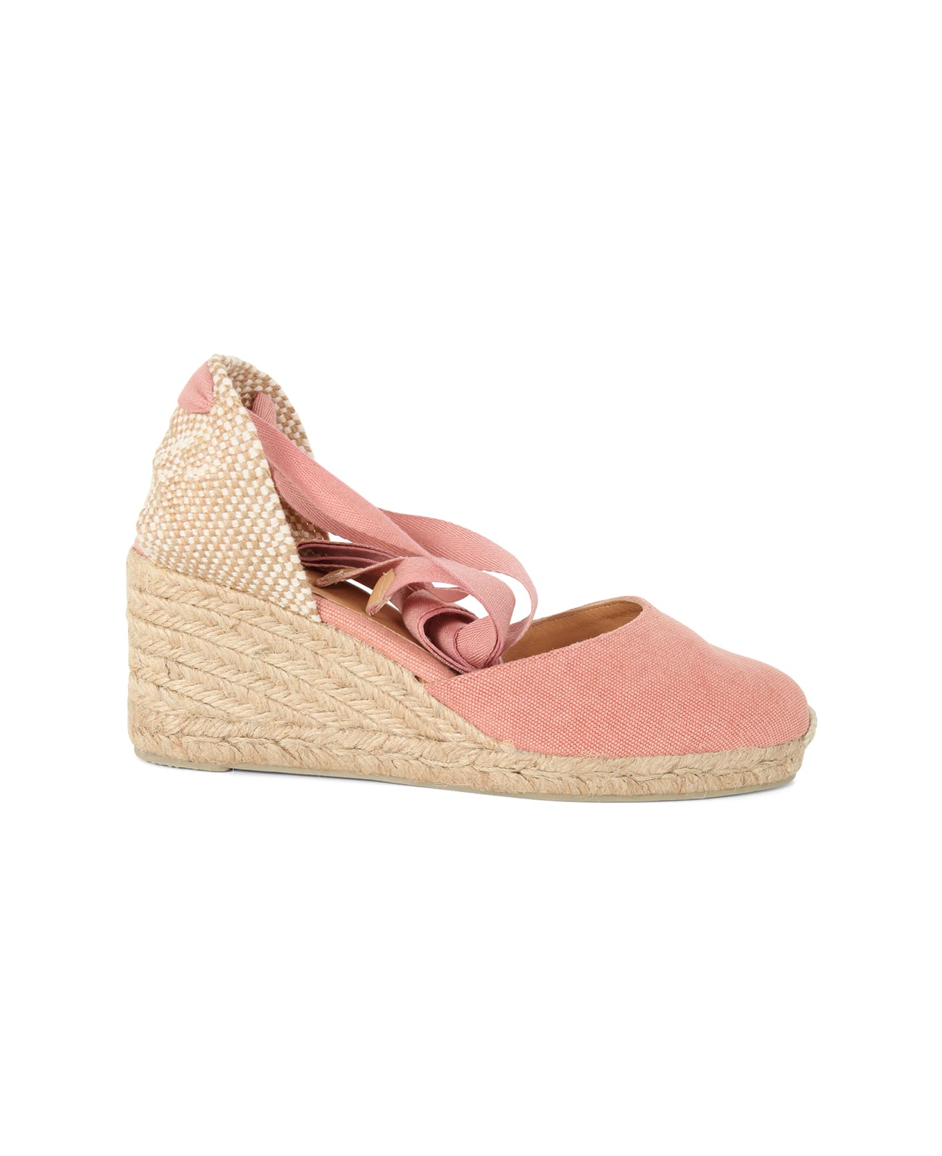 Castañer Carina Espadrilles Wedge Sandal With Ankle Laces - Pink