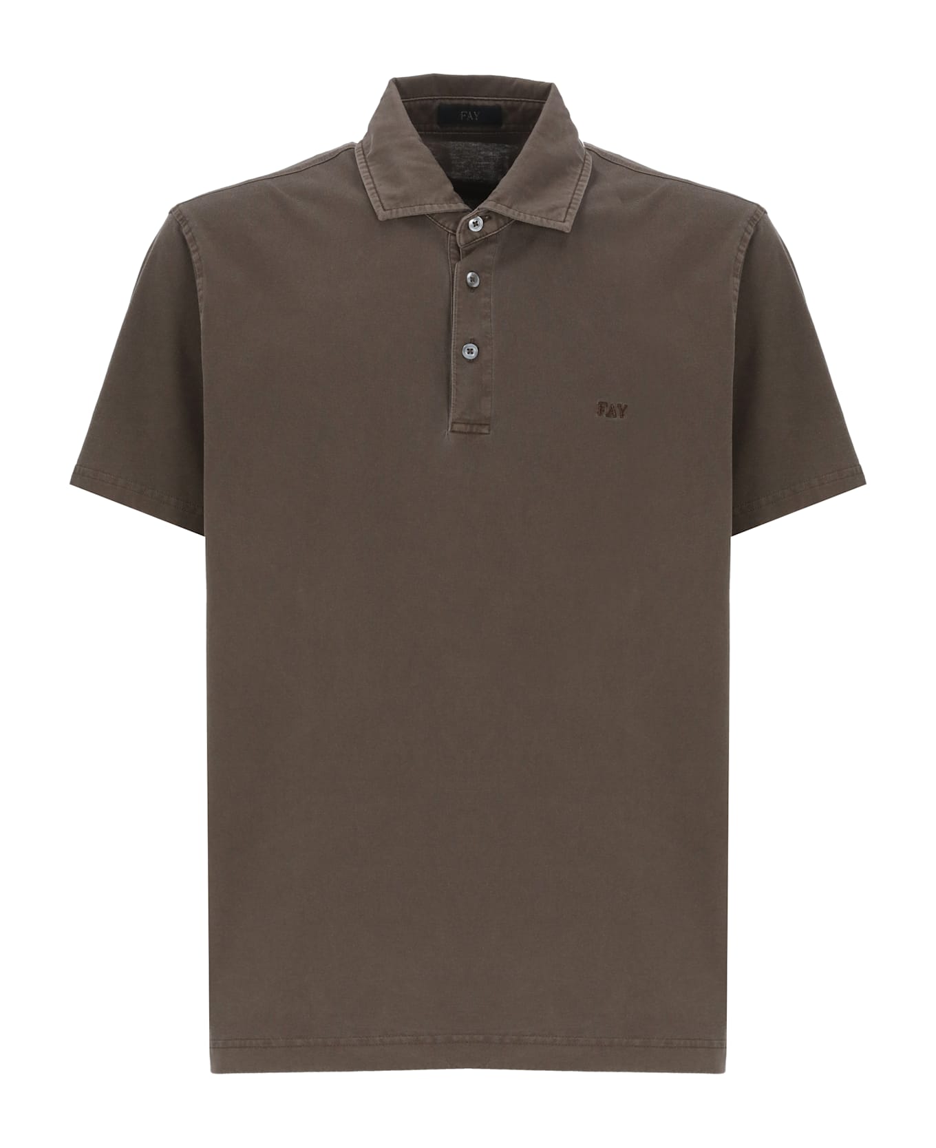 Fay Logoed Polo - Brown