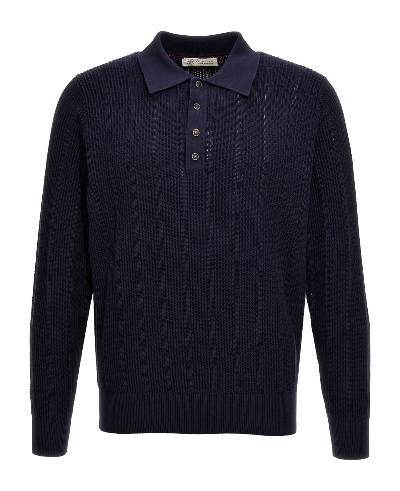 Brunello Cucinelli Knitted Polo Shirt - Blue