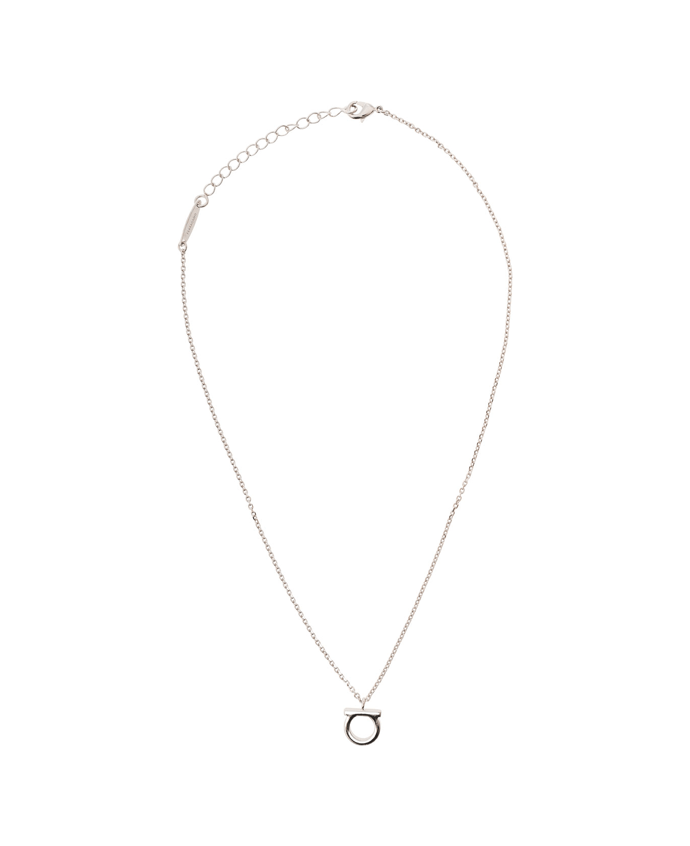 Ferragamo Silver-colored Necklace With Gancini Charm In Brass Woman - Metallic
