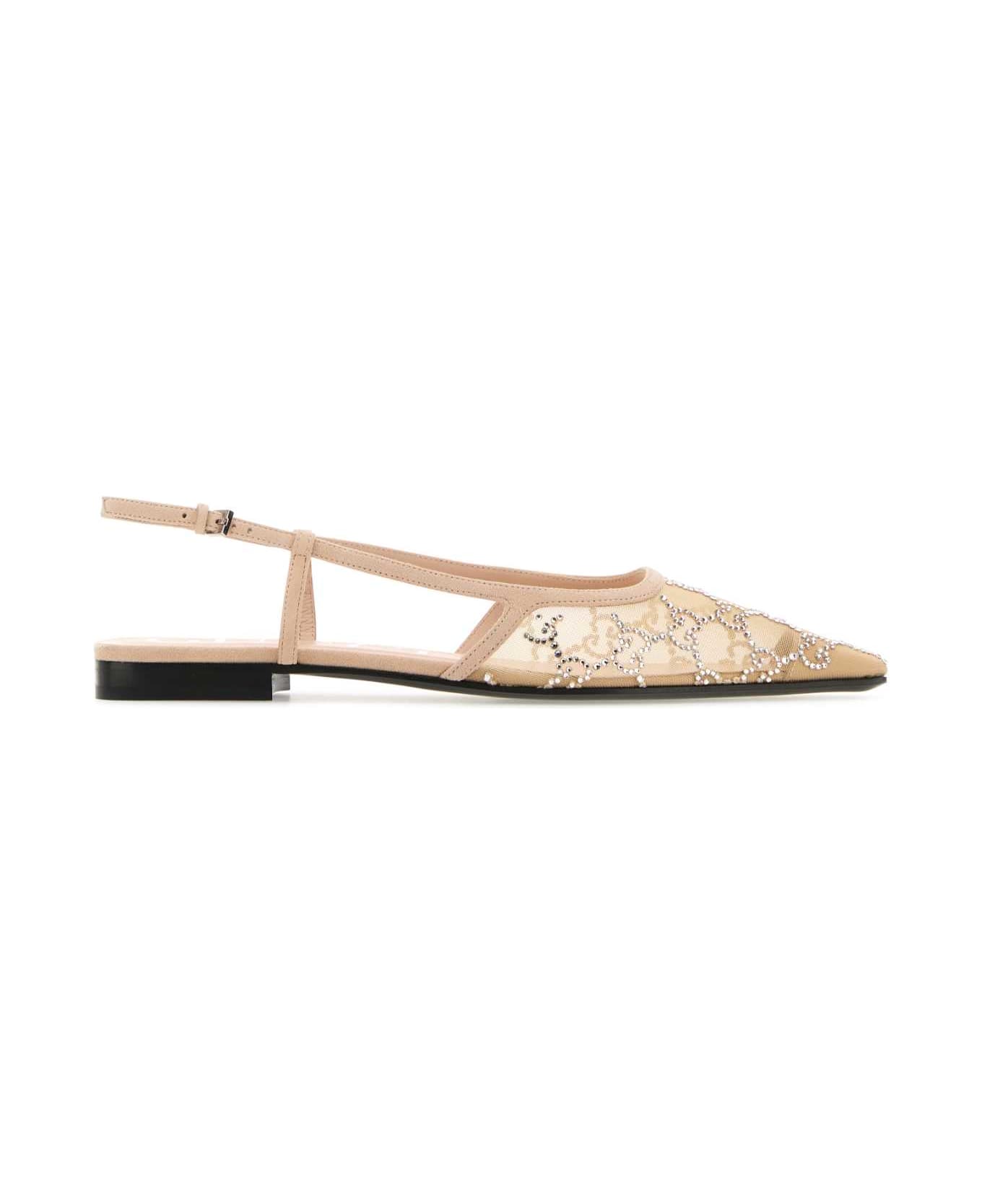 Gucci Embellished Mesh Ballerinas - SKINROSE