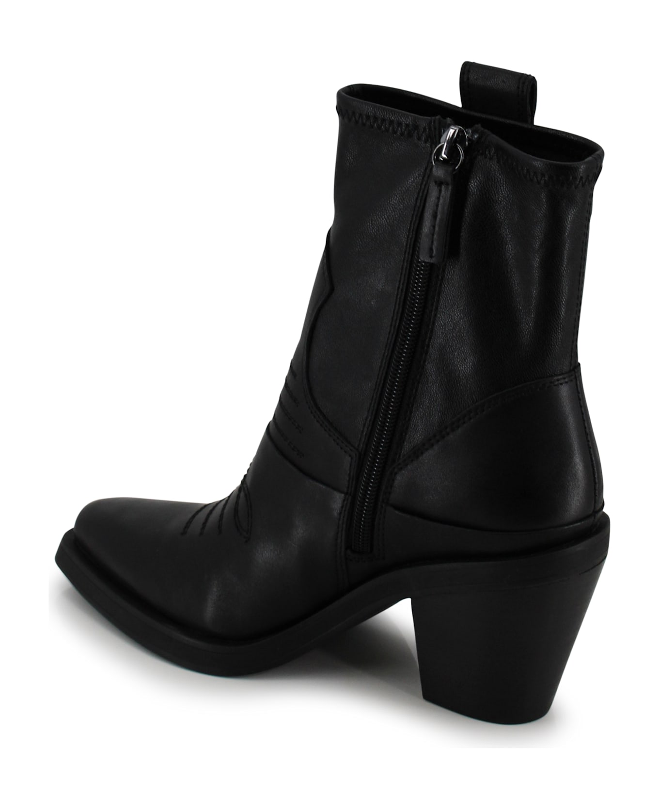 Ash Short Black Cowboy Boot - Black