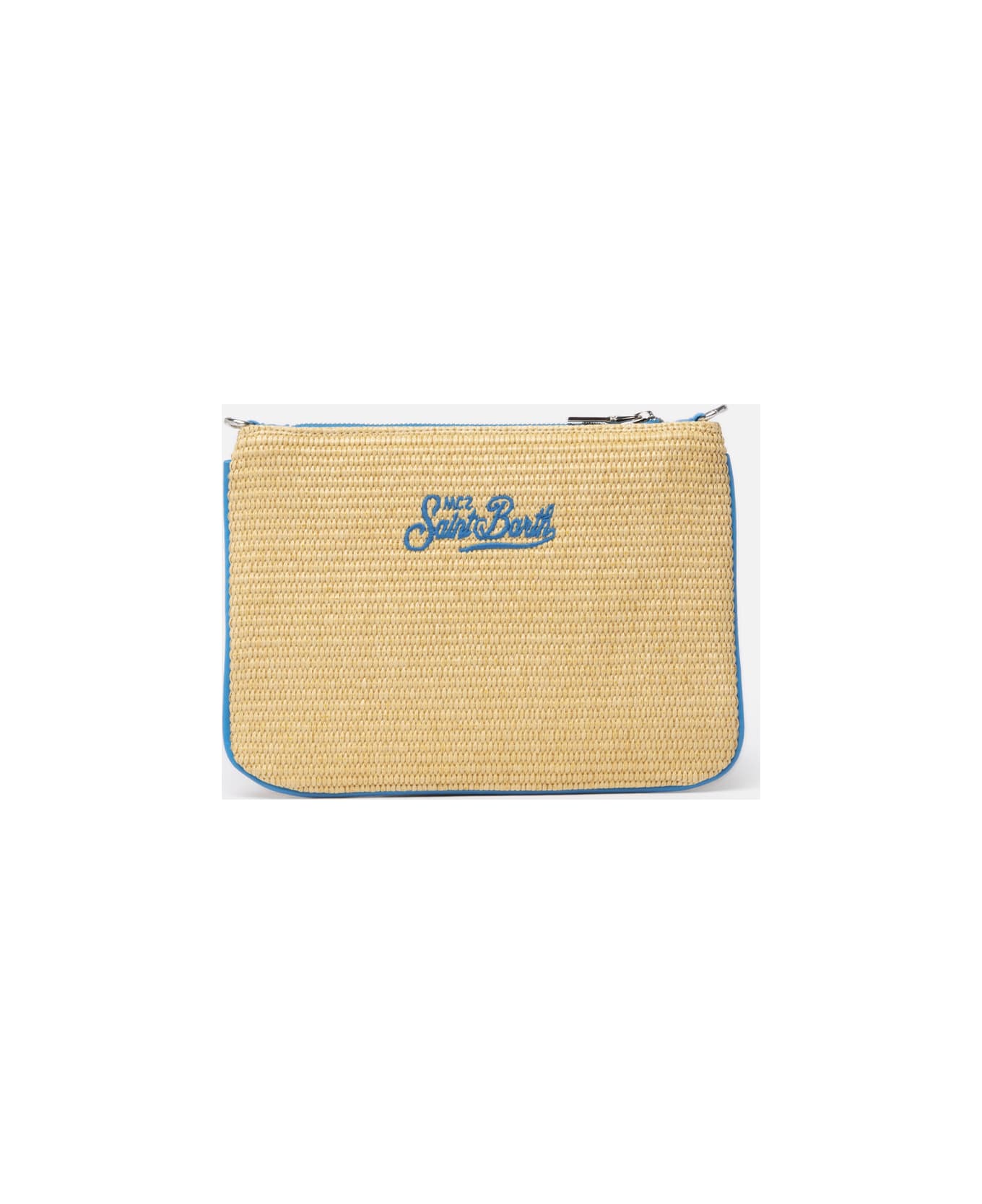 MC2 Saint Barth Parisienne Straw Pouch Bag With Portofino Embroidery - SKY
