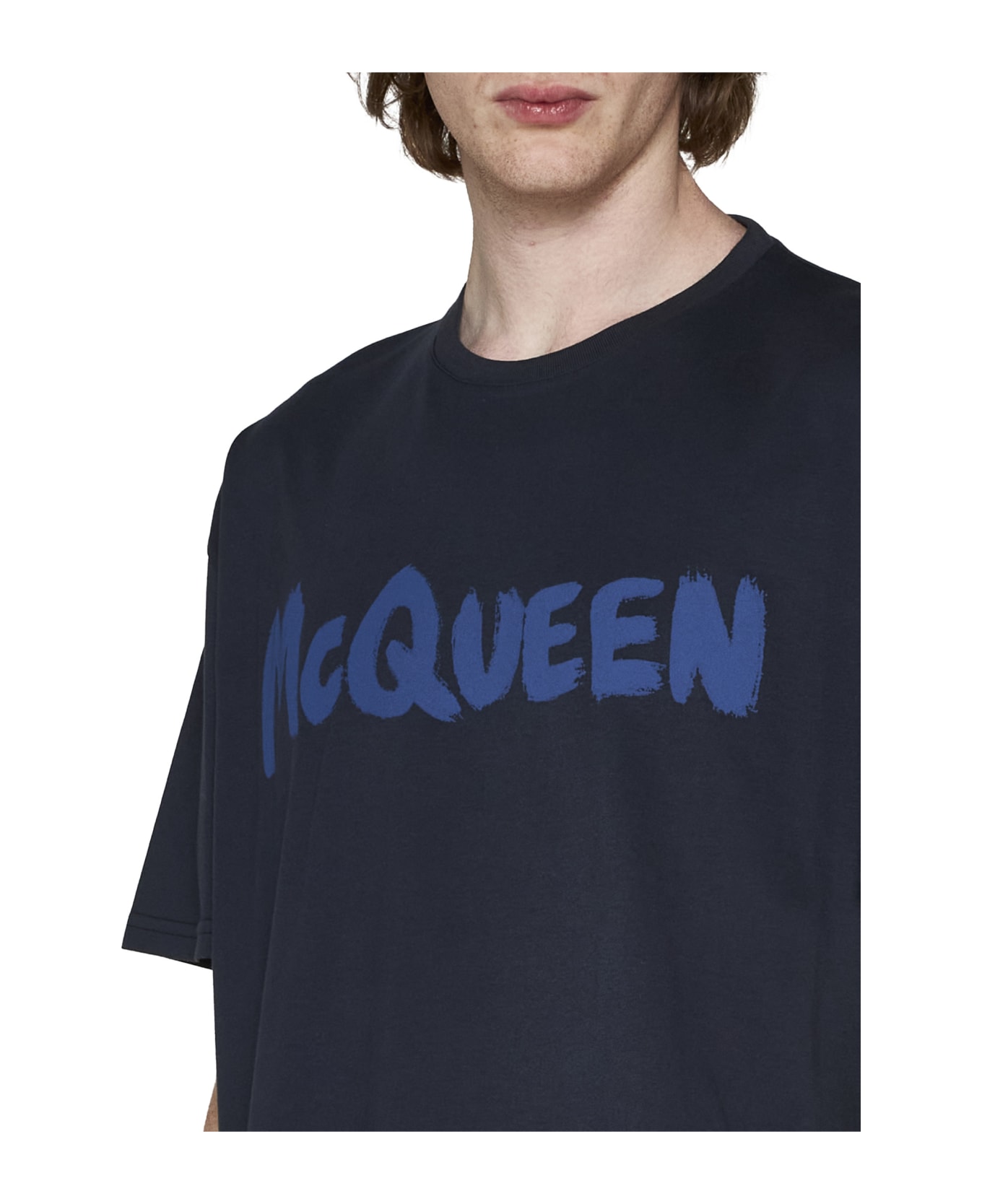 Alexander McQueen Printed T-shirt - Navy/cobalt
