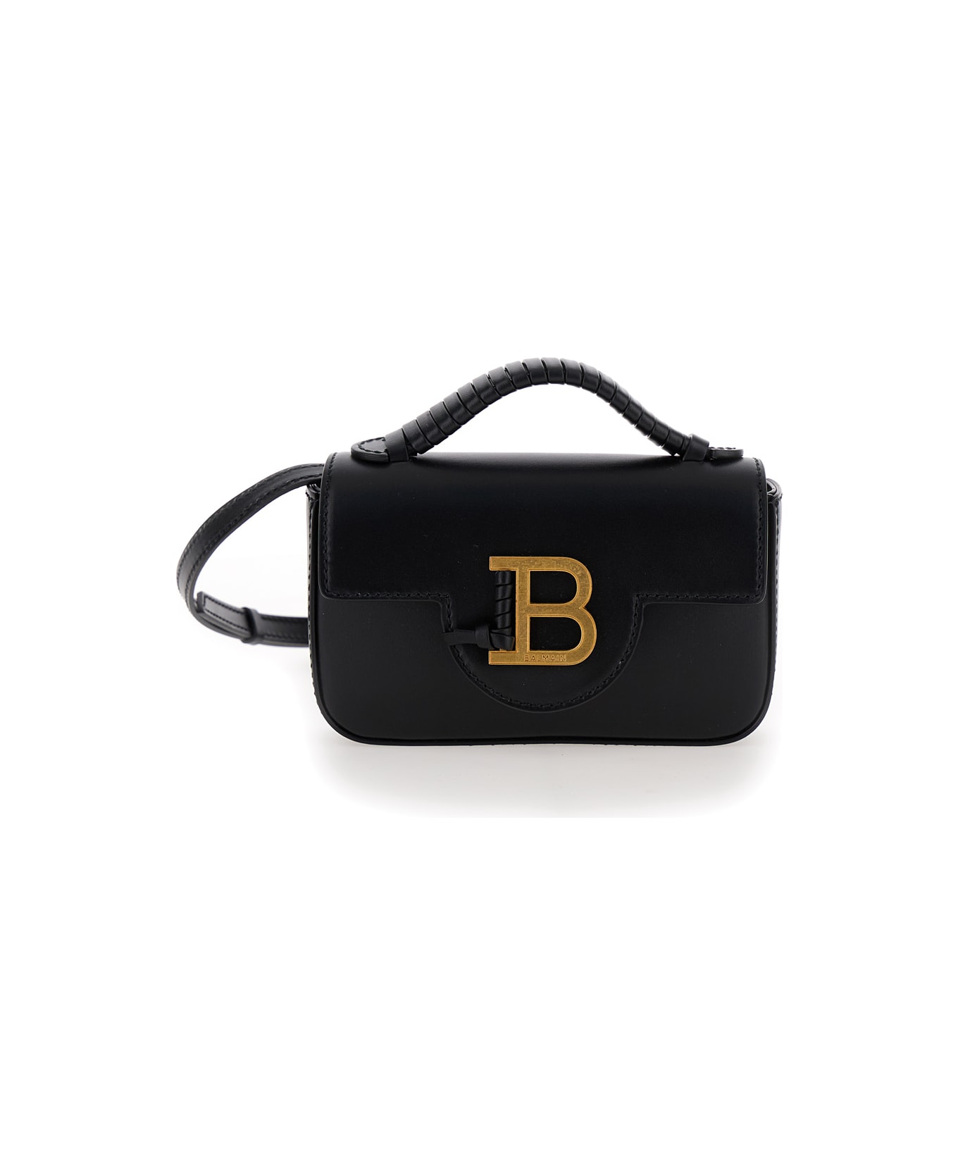 Balmain 'b-buzz Mini' Black Crossbody Bag With B Clasp In Smooth Leather Woman - Black