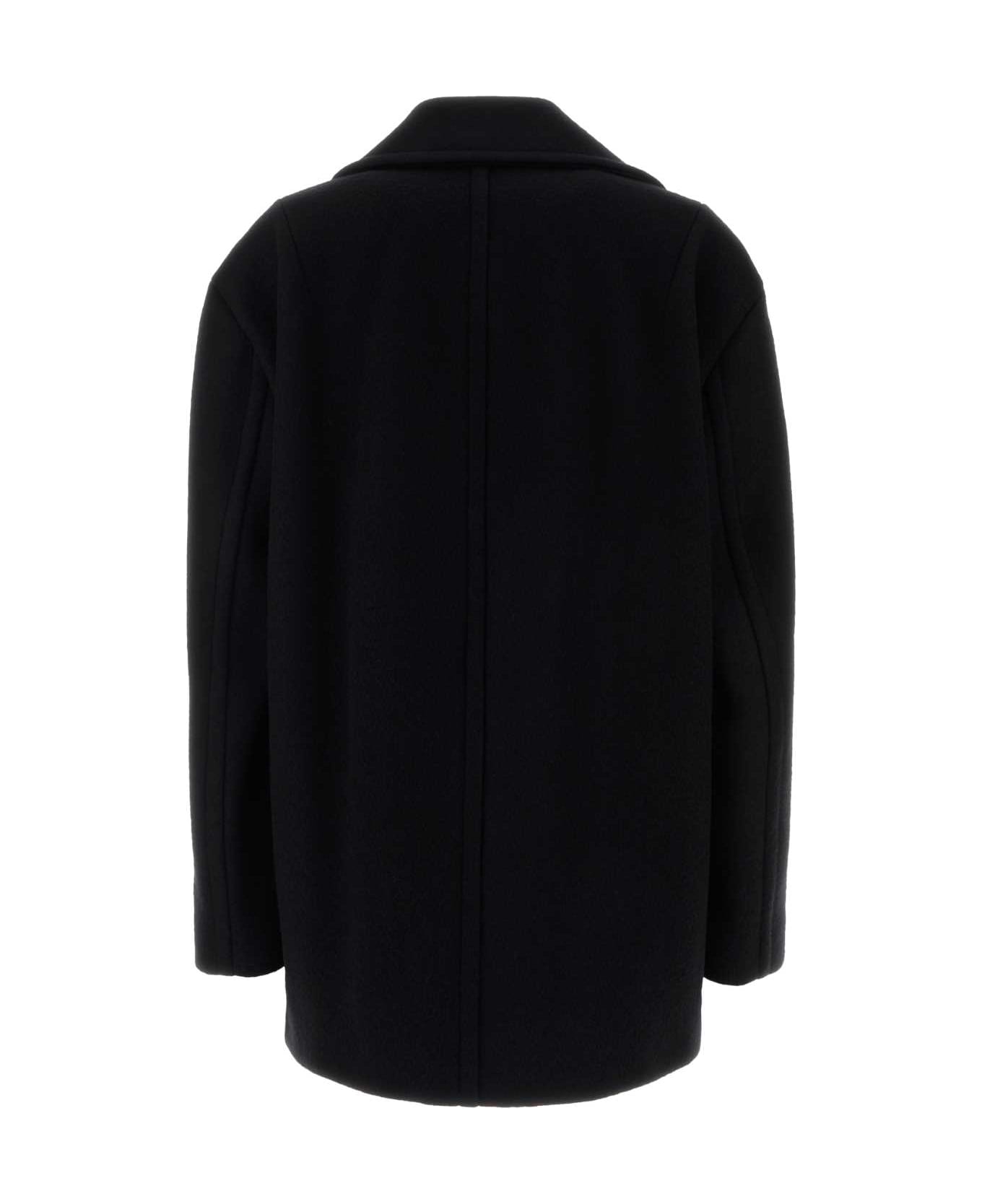 SportMax Black Wool Tabella Coat - BLACK