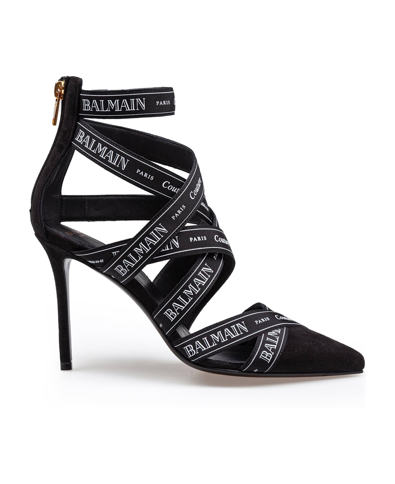 Balmain Balmain Ribbon Suede Pump Couture Sandal - Noir