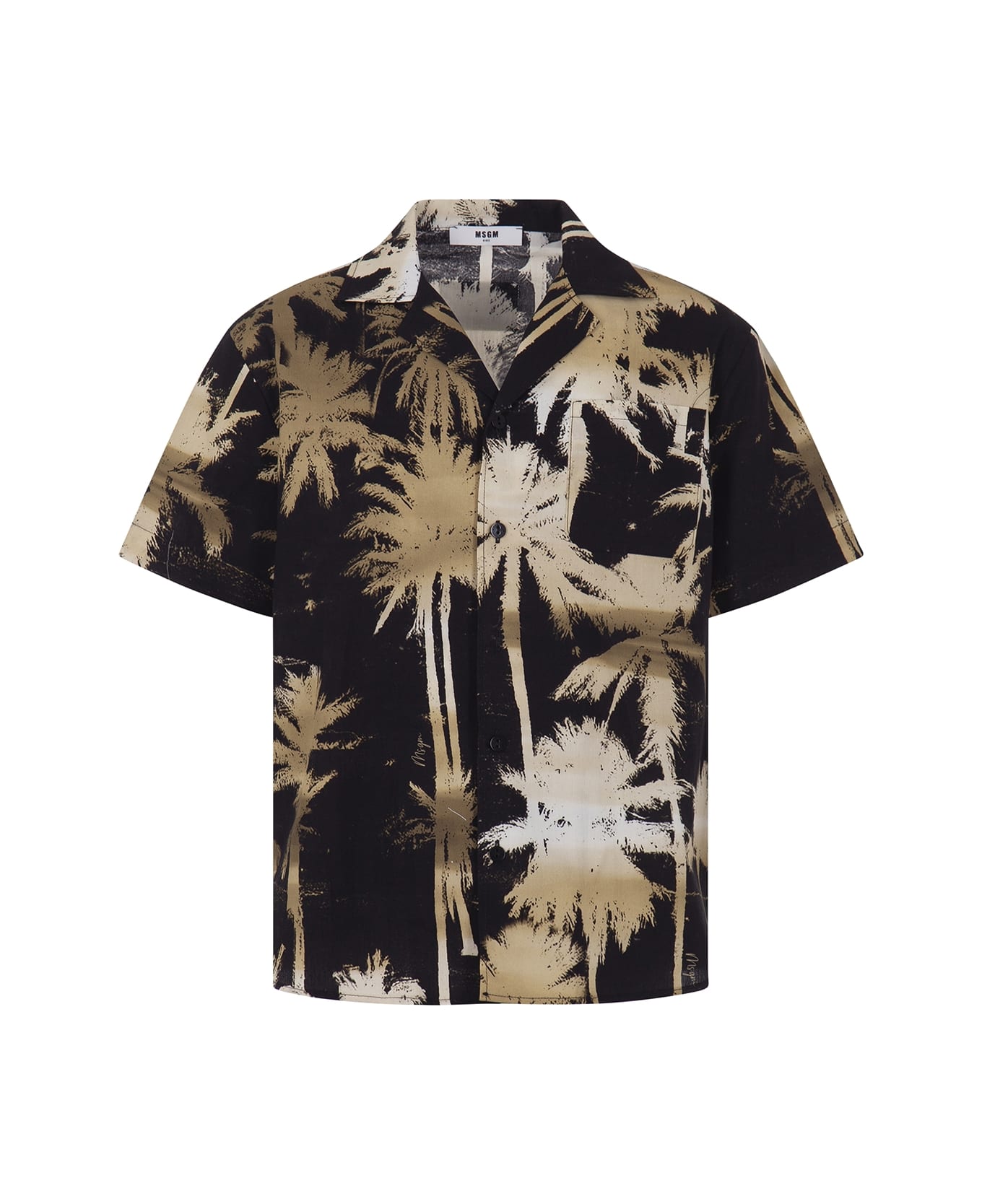 MSGM Camicia Con Stampa Palm Tree - Black