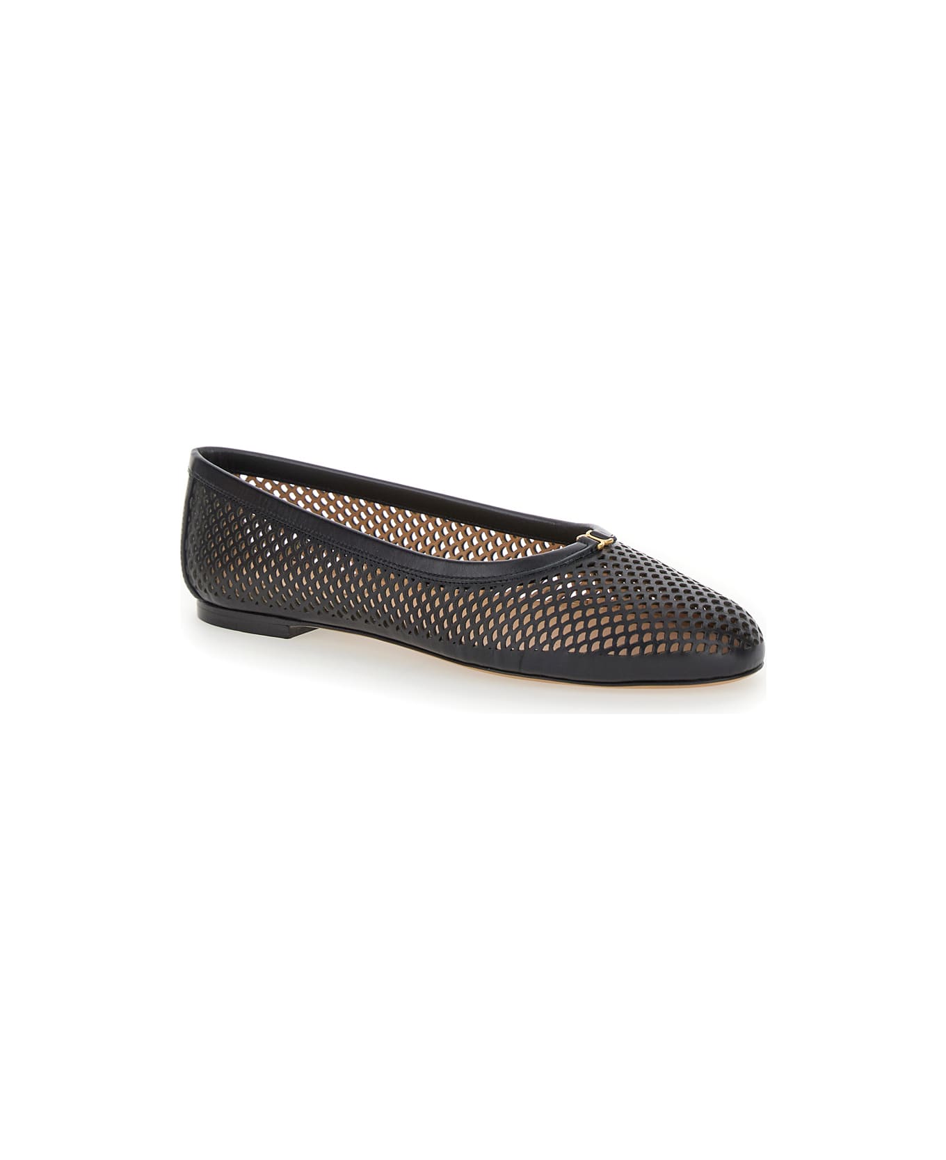 Chloé 'marcie' Black Ballerinas With Logo In Leather Woman - Black