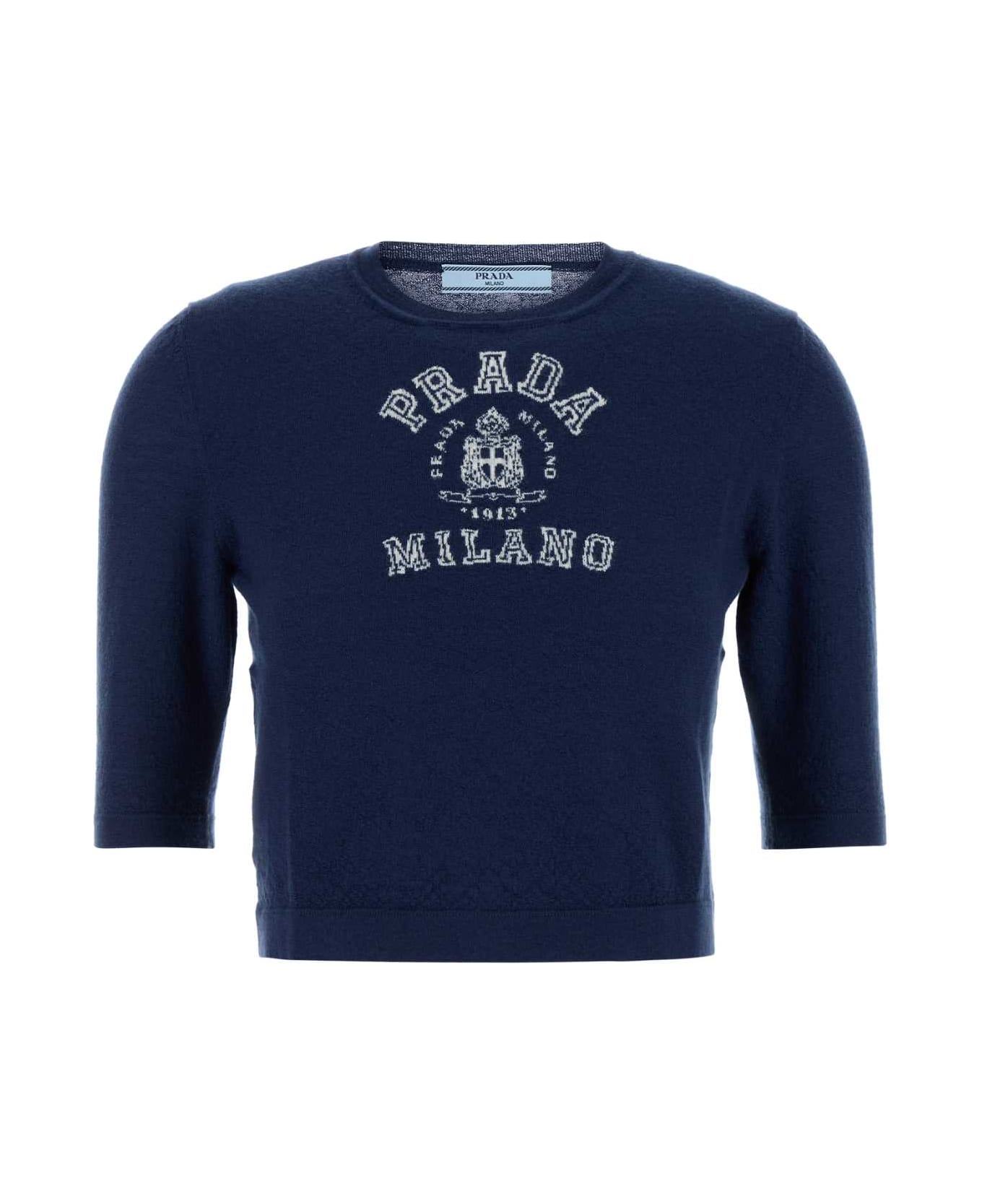 Prada Blue Cashmere Sweater - NAVY+BIANCO
