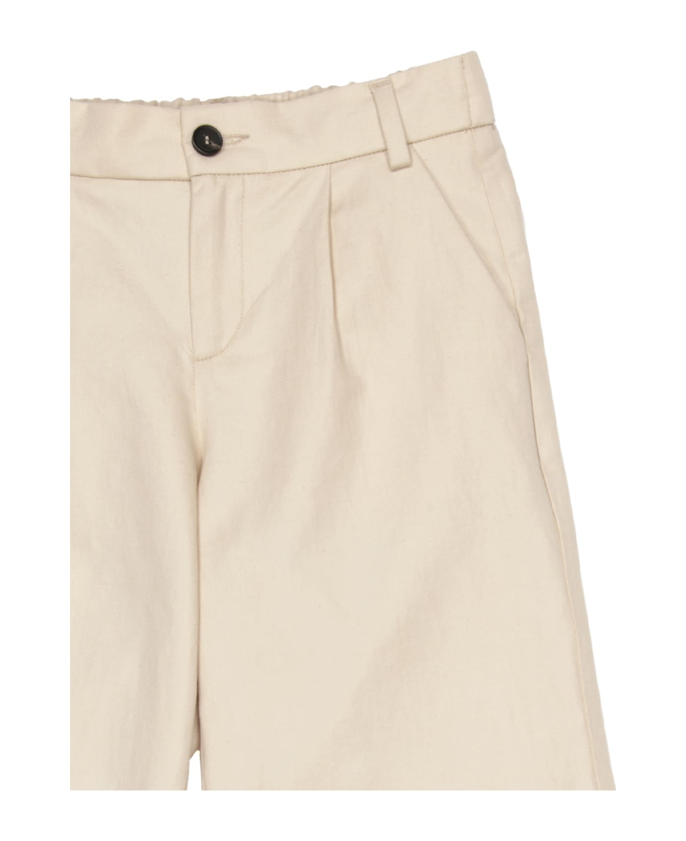 Fendi Beige Linen And Cotton Bermuda Shorts With Embroidery - Brown