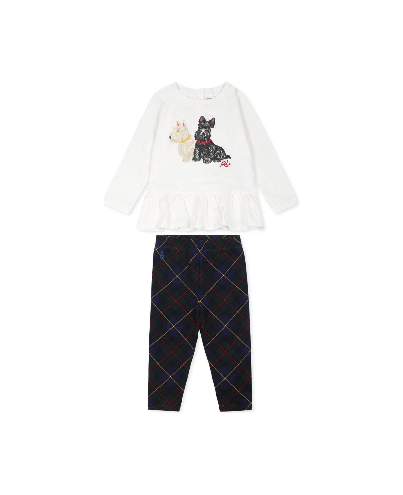 Ralph Lauren Ivory Set For Baby Girl With Dog Print - Multicolor