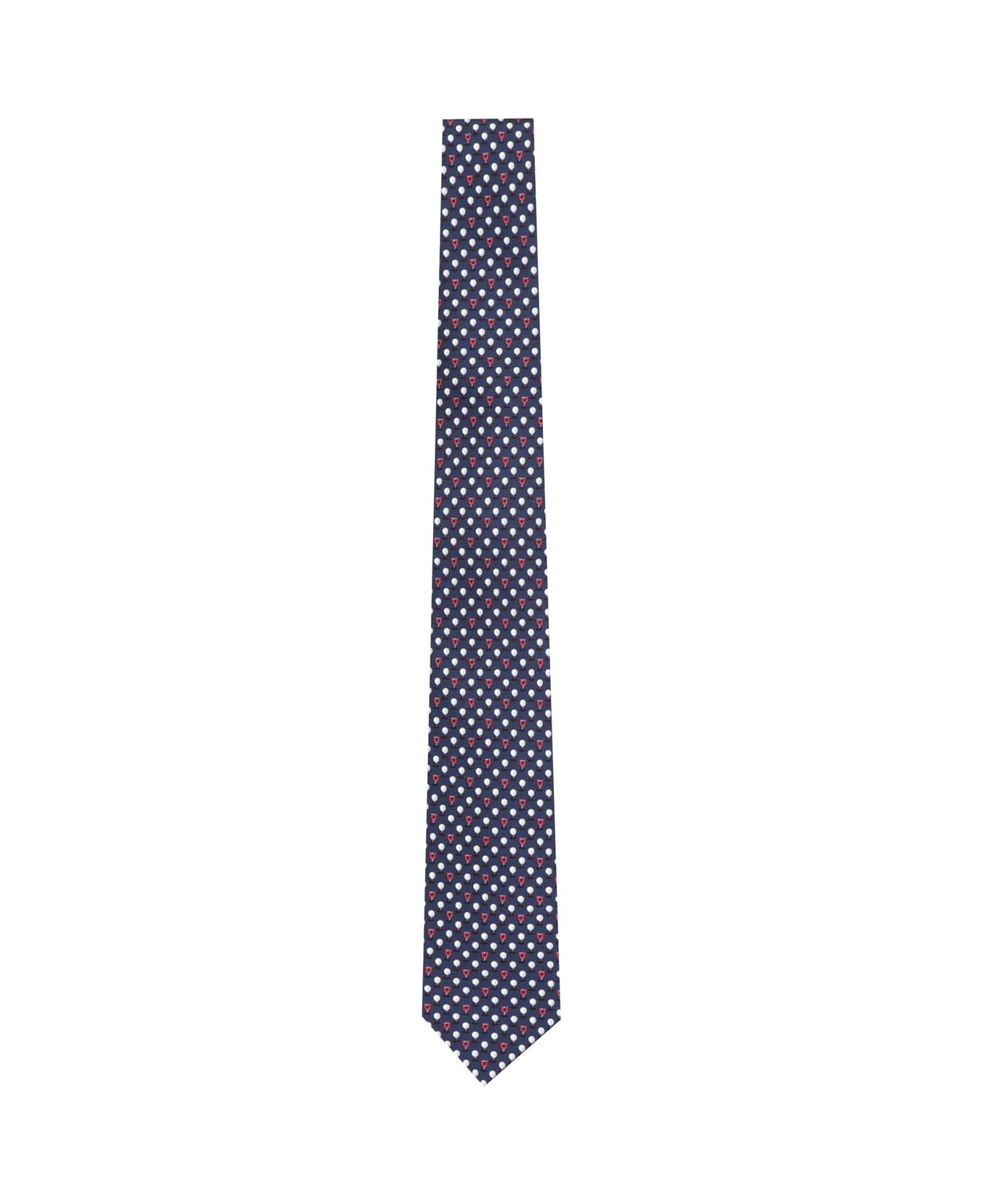 Ferragamo Silk Tie With Golf Print - Blue