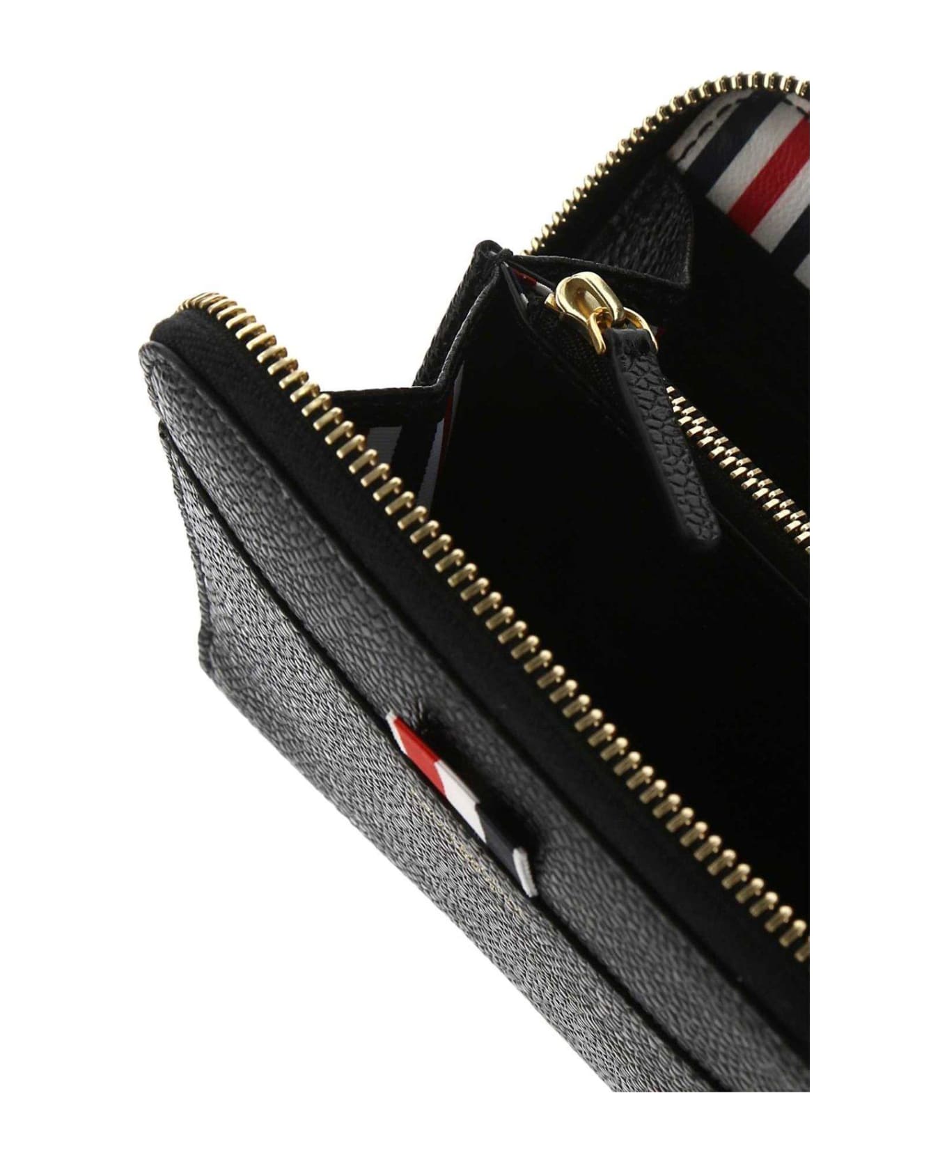 Thom Browne Logo Embossed Zipped Wallet - BLACK