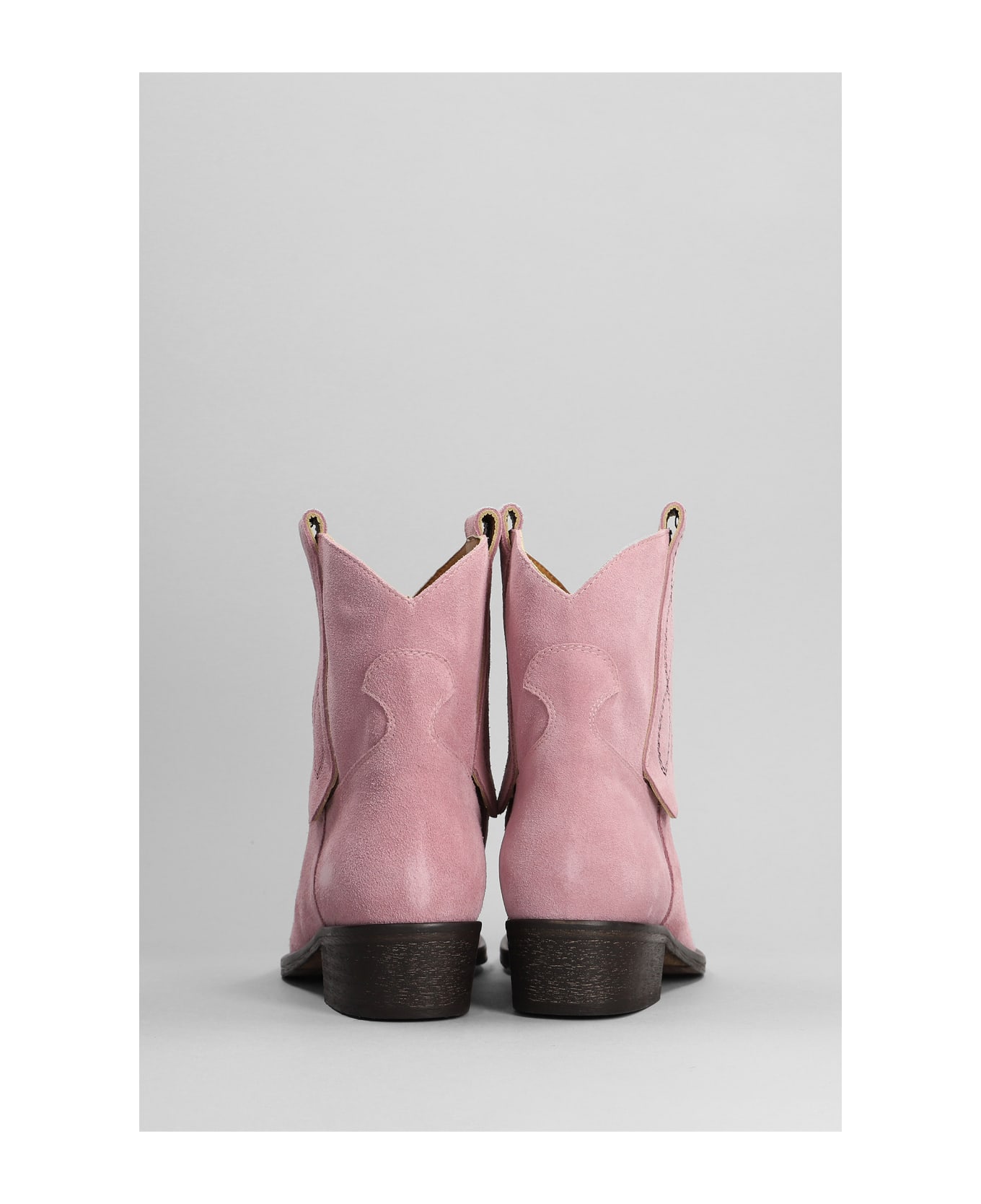 Via Roma 15 Texan Ankle Boots In Rose-pink Suede - rose-pink