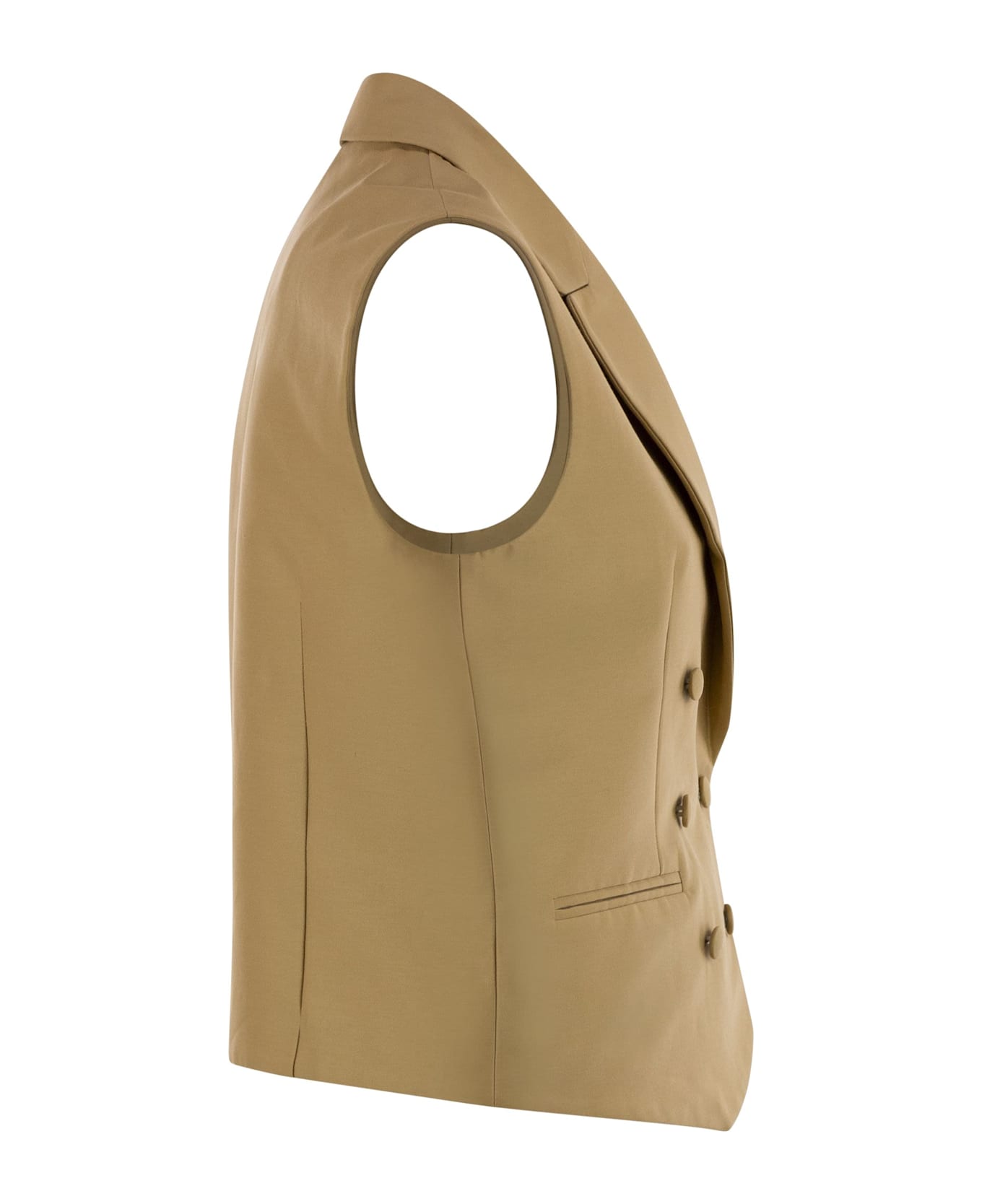 MVP Wardrobe Double-breasted Cotton And Silk Waistcoat - Beige