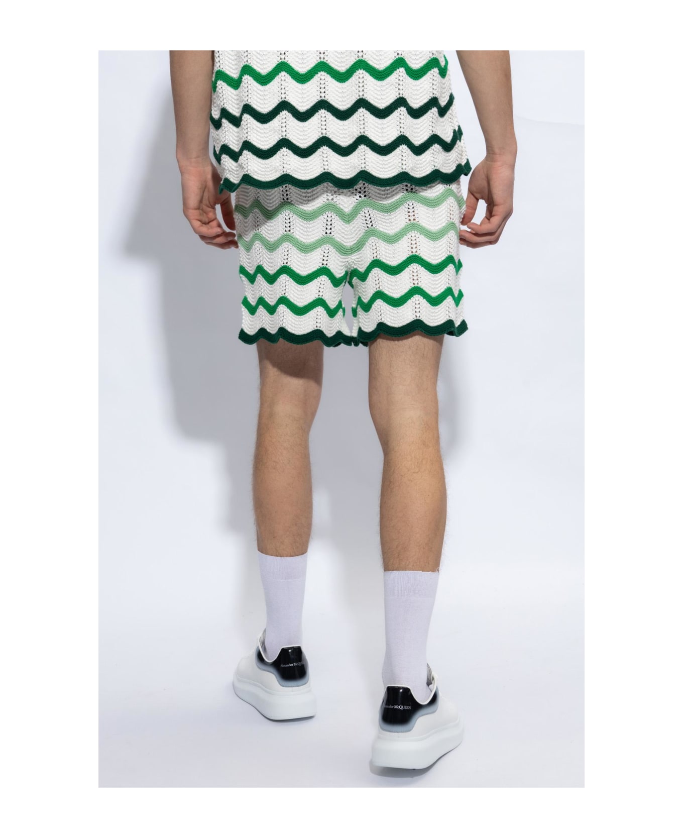 Casablanca Crochet Shorts - Green/white