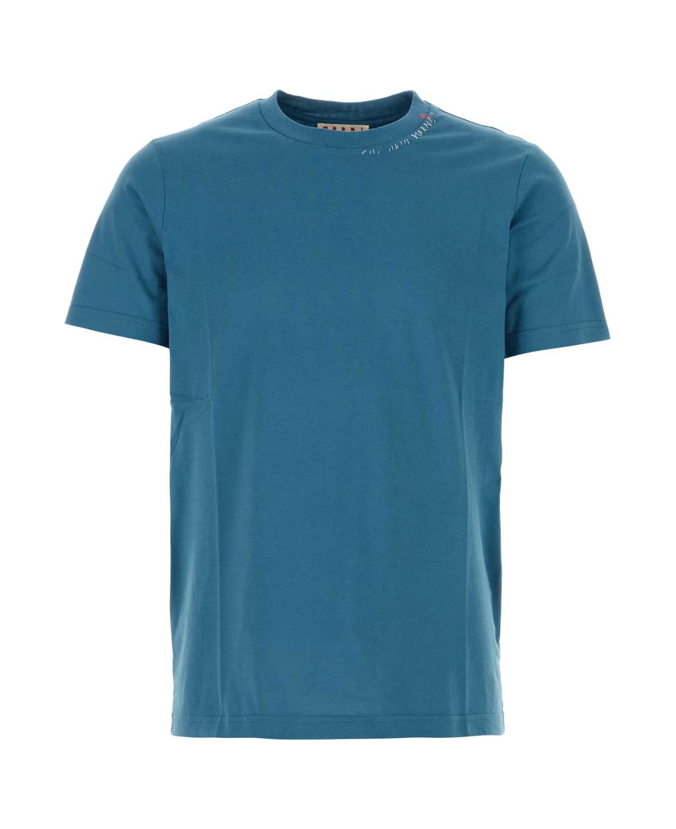 Marni Air Force Blue Cotton T-shirt - OPAL