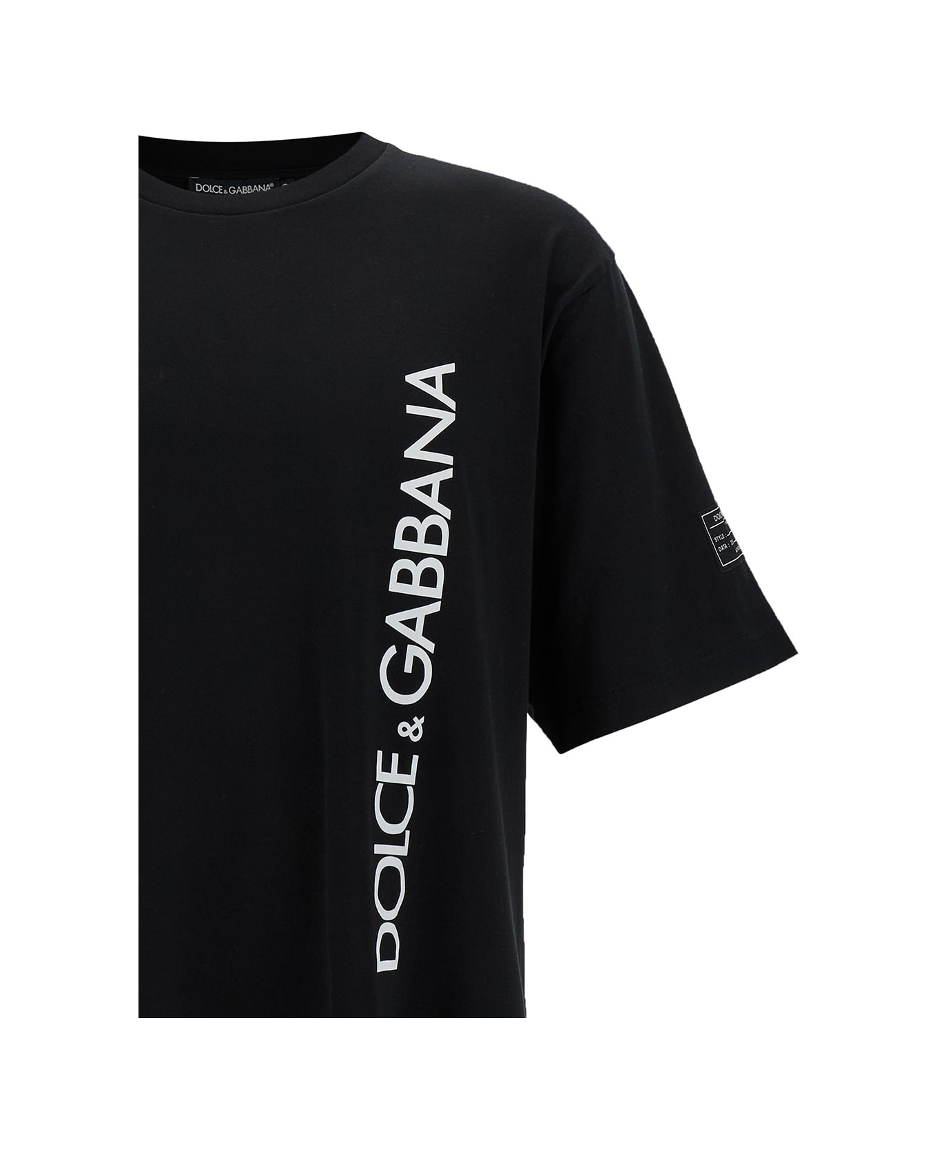 Dolce & Gabbana Black T-shirt With Contrasting Logo Lettering Print In ...