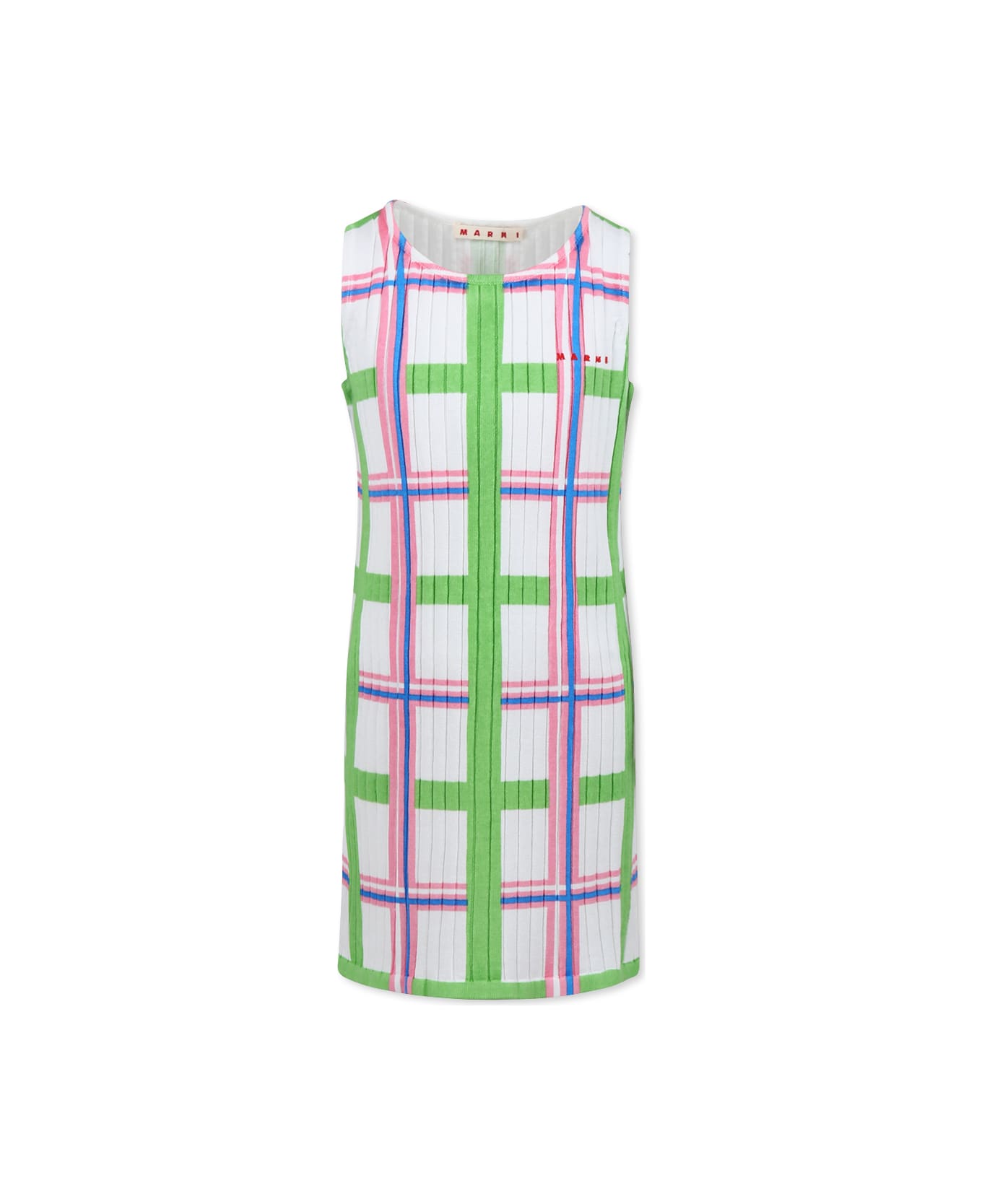 Marni White Dress For Girl With Logo - Pink