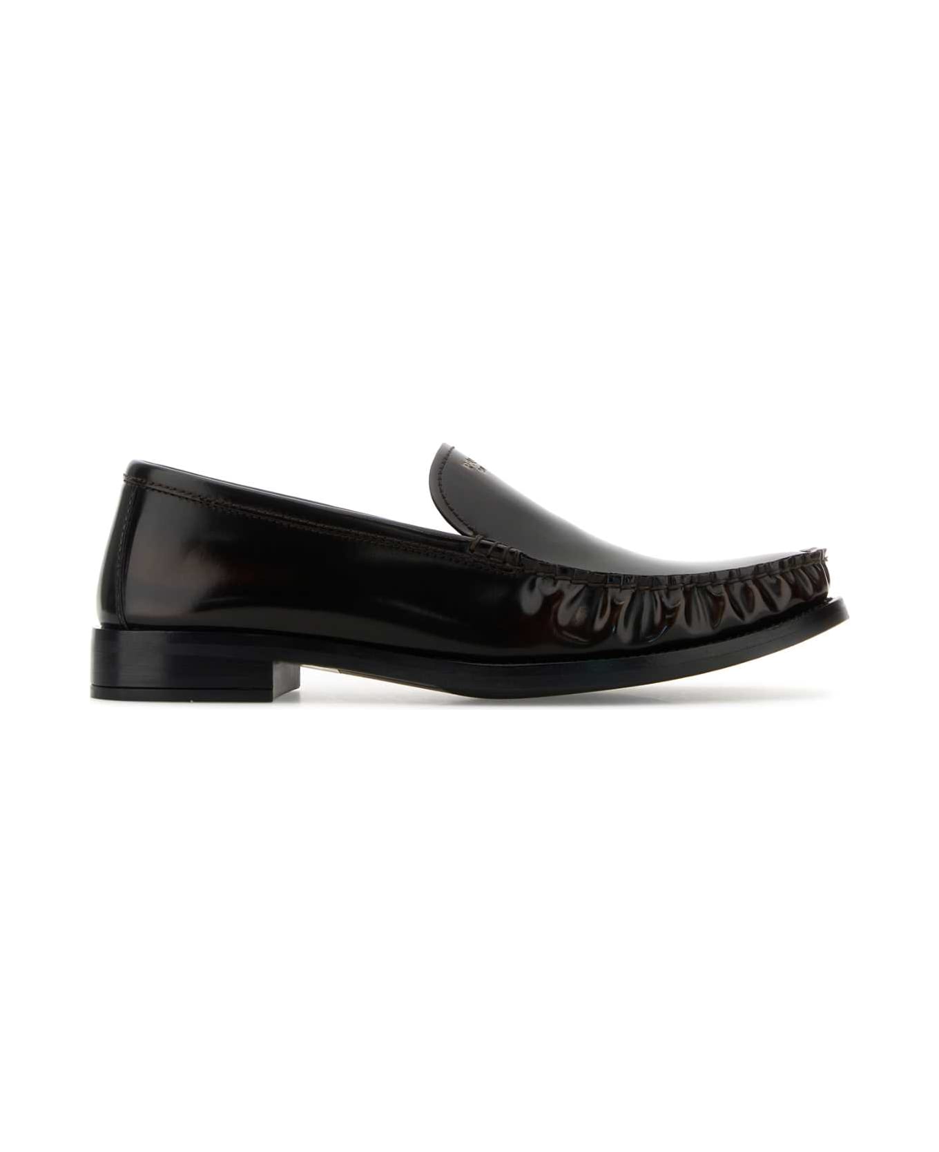 Prada Dark Brown Leather Loafers - BRUCIATO