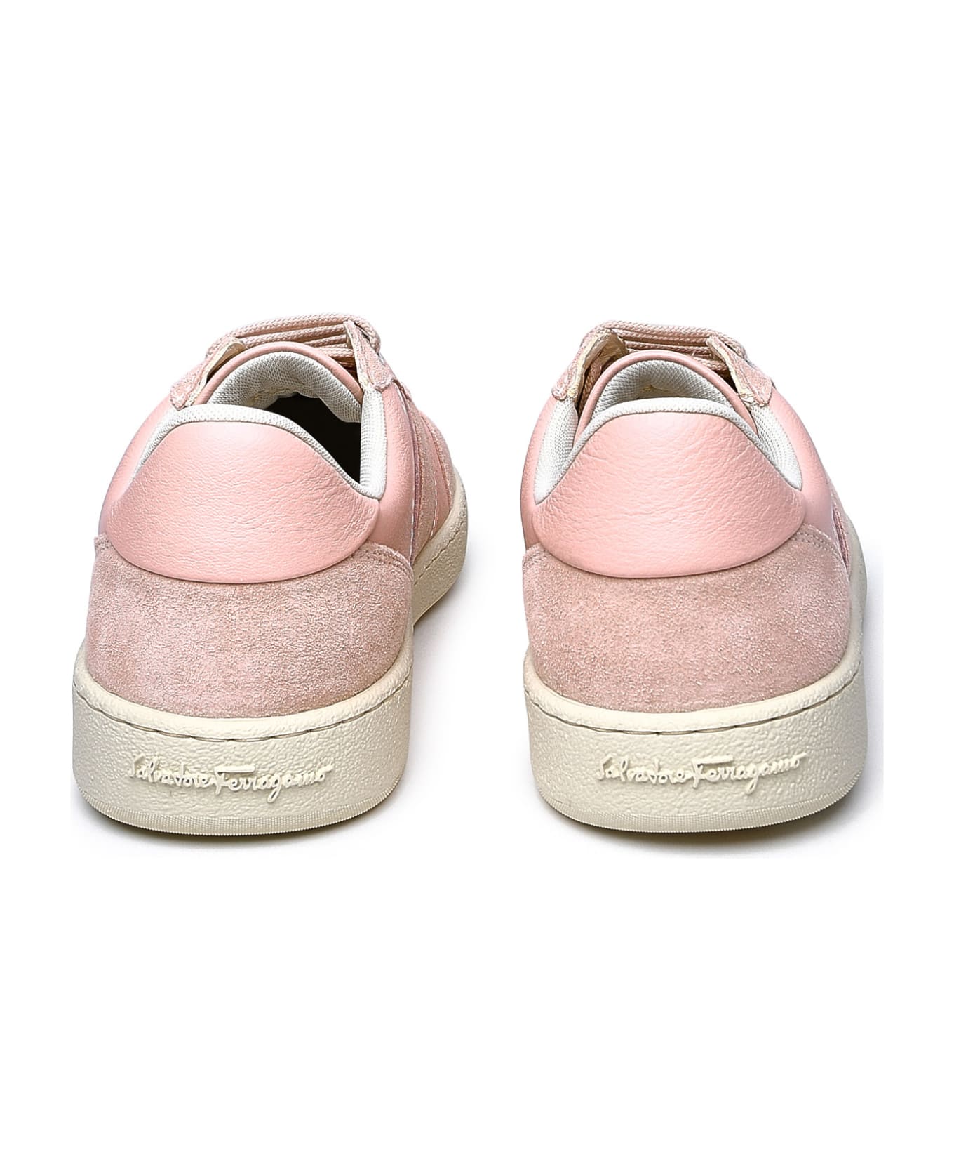 Ferragamo Pink Leather Sneakers - Pink