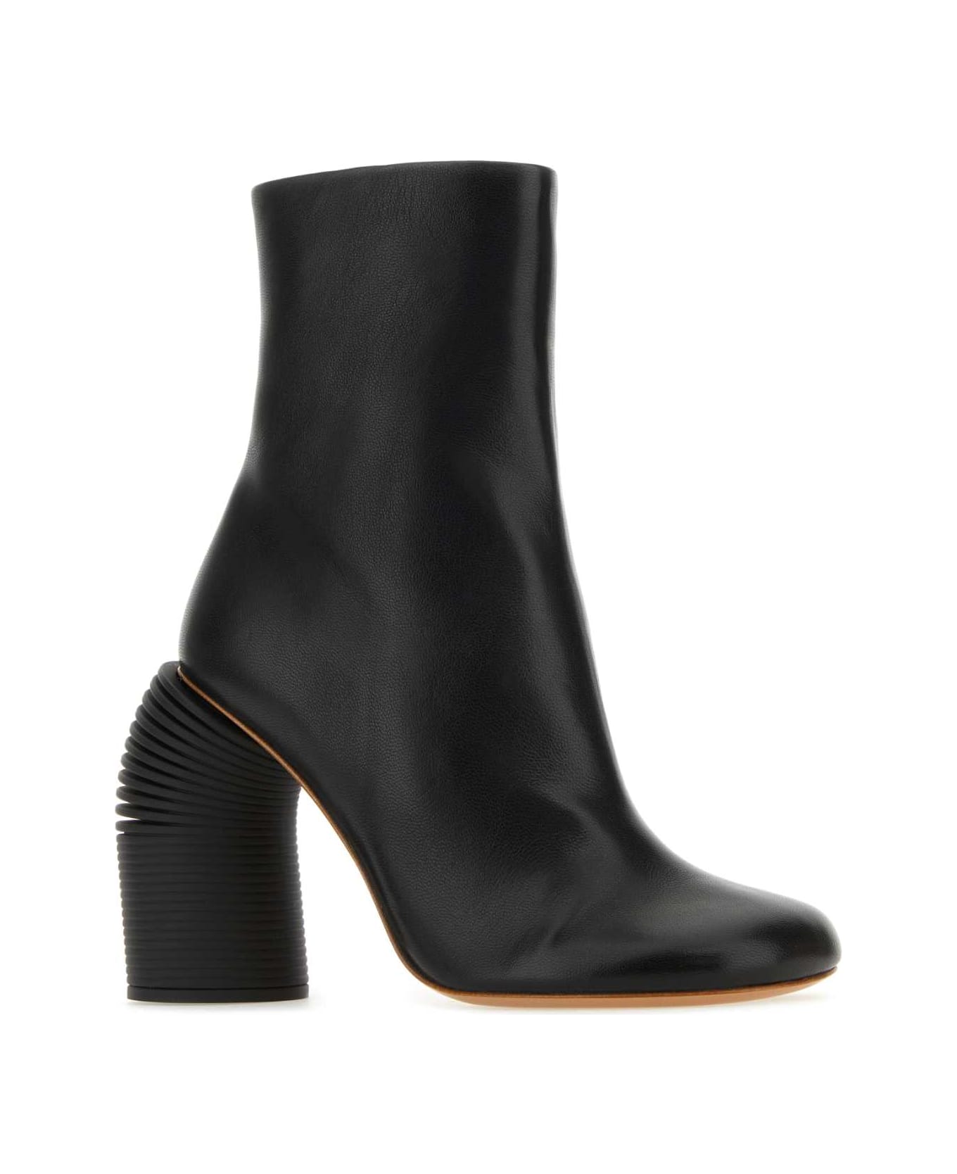 Off-White Black Leather Spring Ankle Boots - BLKBLK