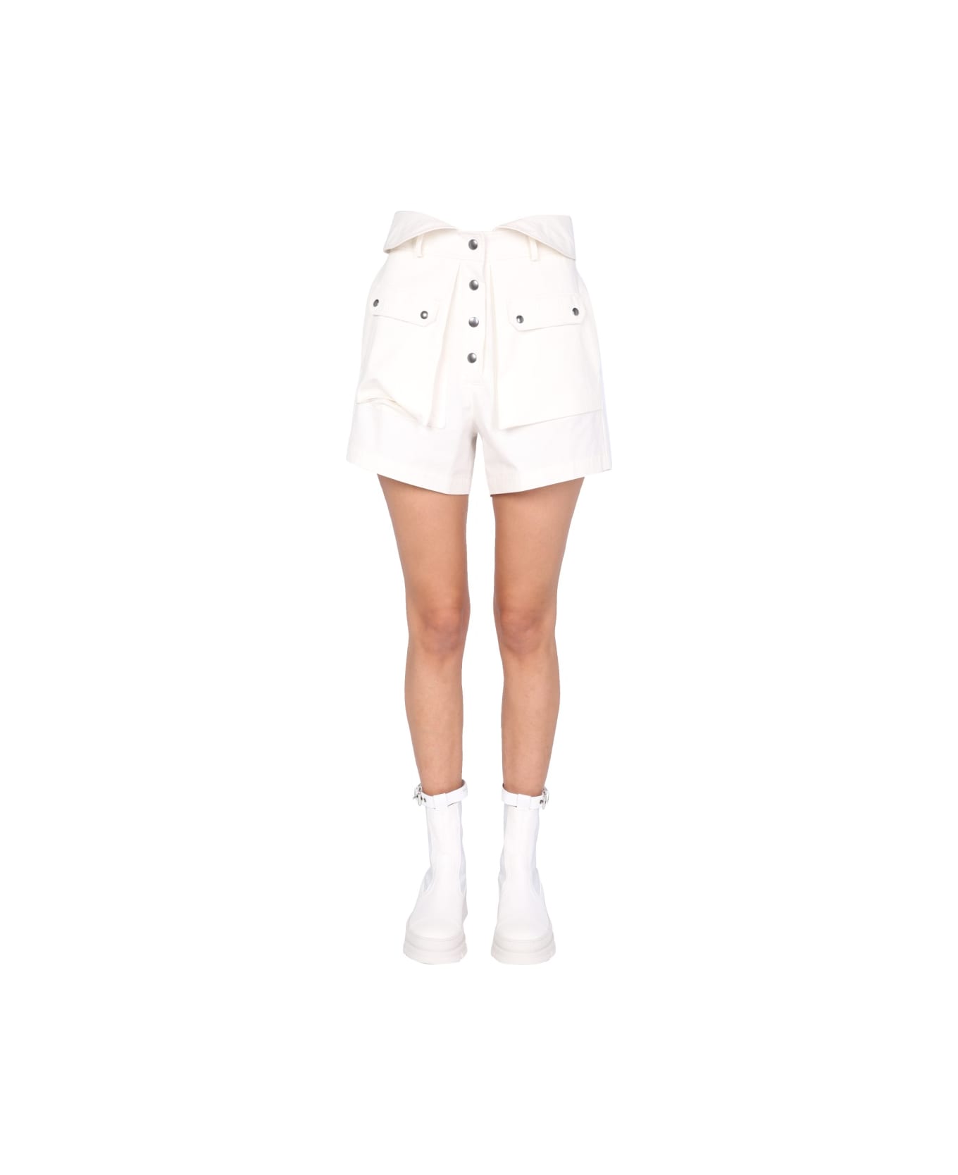 Philosophy di Lorenzo Serafini High Waist Bermuda - WHITE