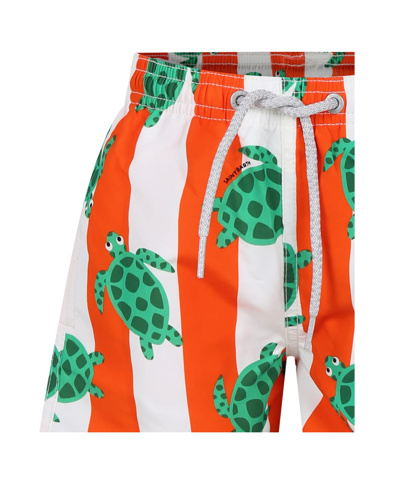 MC2 Saint Barth Orange Swim Shorts For Boy With Turtle Print - Orange