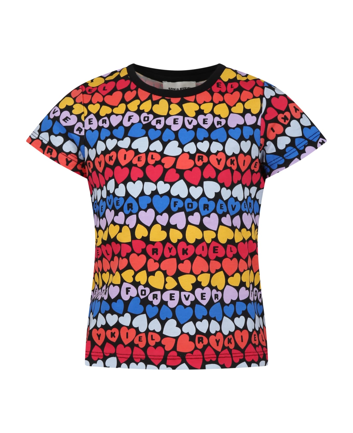 Rykiel Enfant T-shirt Multicolore Pour Fille Avec Coeurs Et Logo - Multicolor
