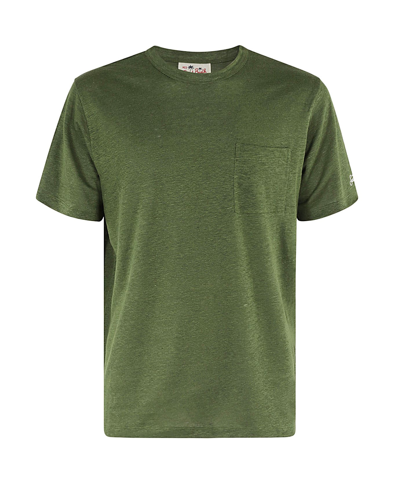 MC2 Saint Barth Linen T Shirt With Front Pocket - Military シャツ