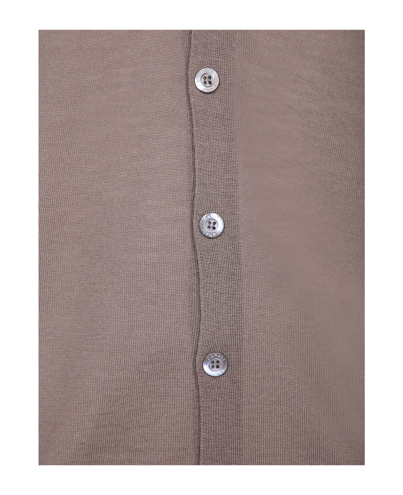 Canali Taupe Wool Cardigan - Beige