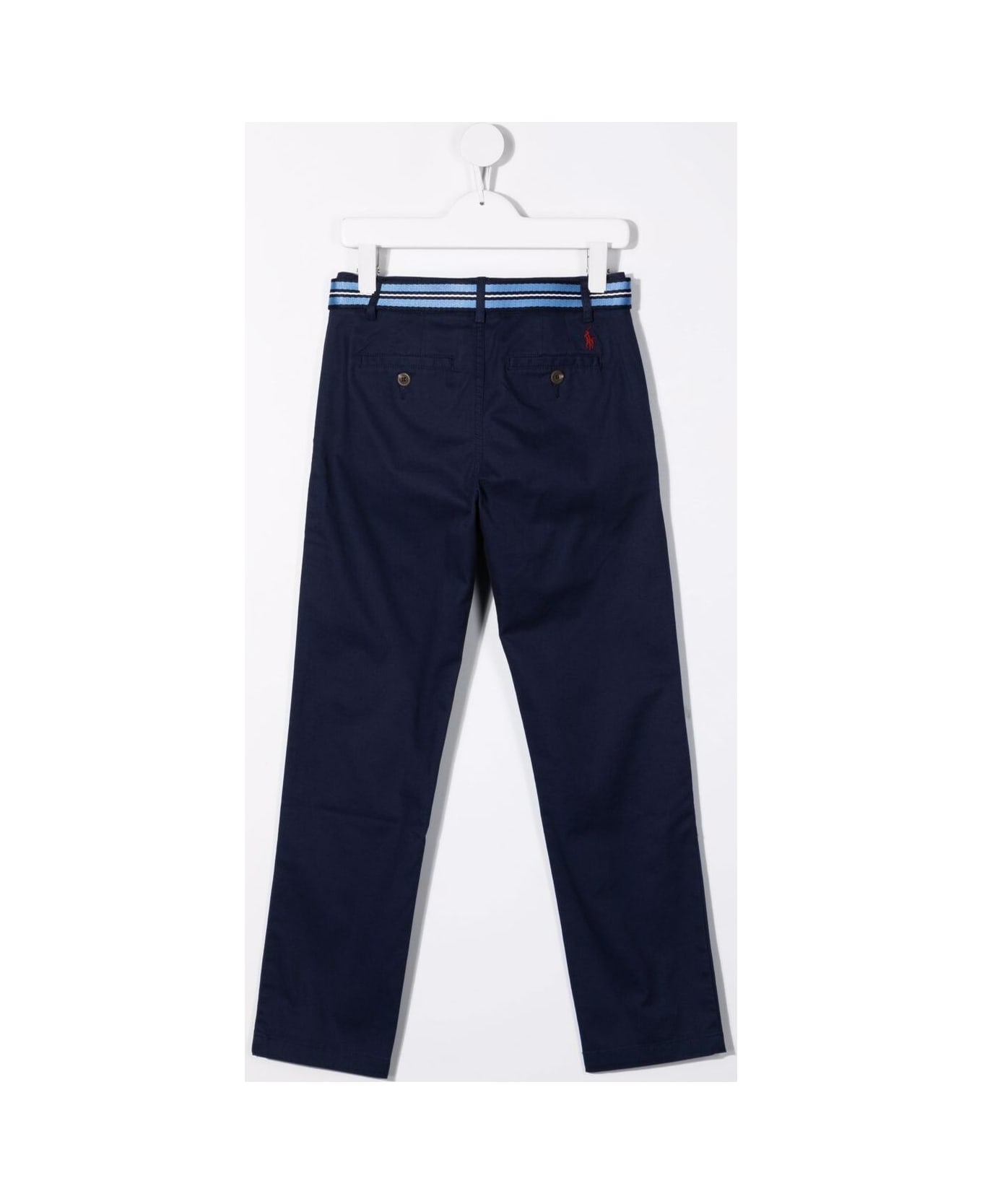 Polo Ralph Lauren Kids Boy's Blue Cotton Trousers With Belt - Blu