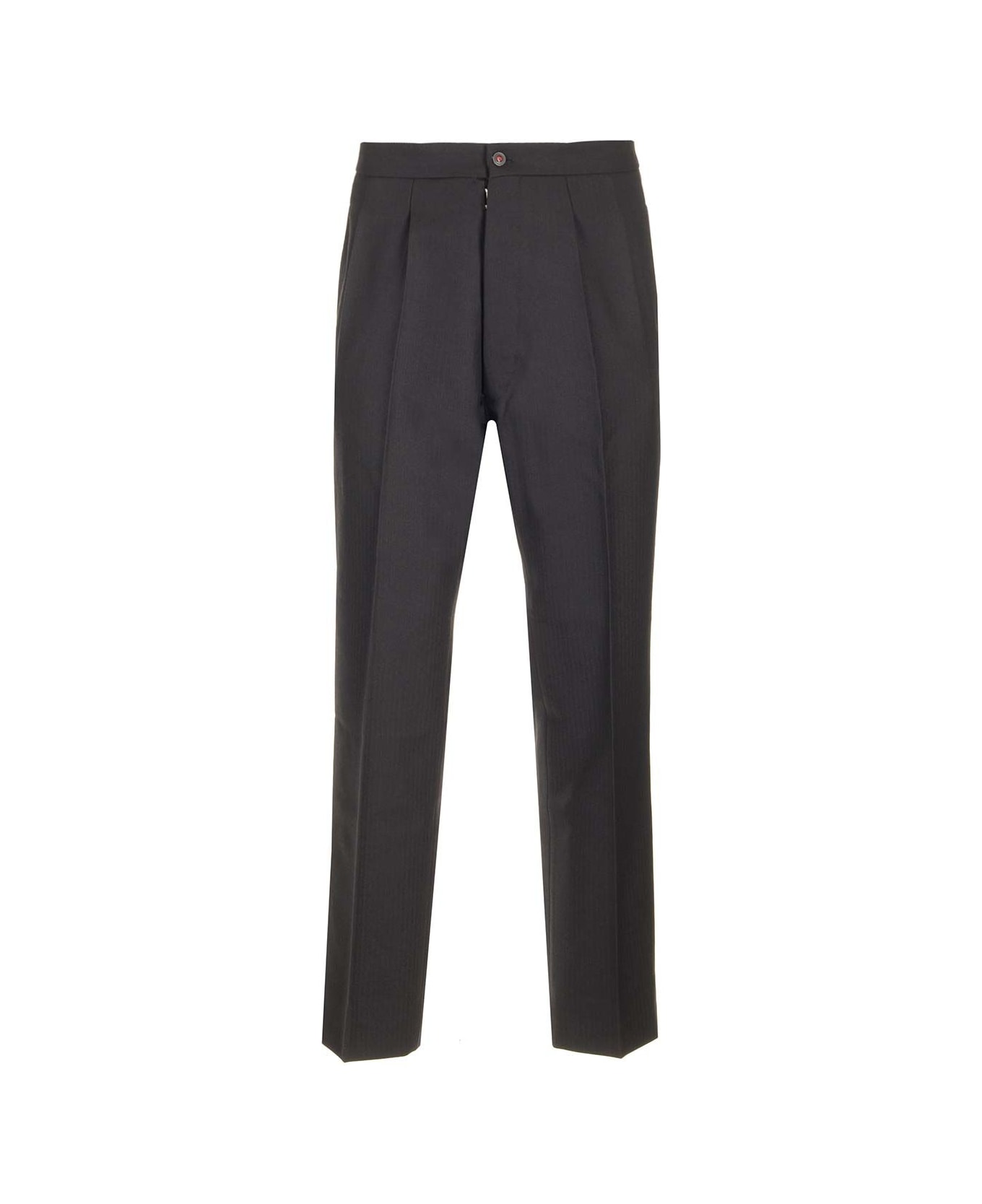 Maison Margiela Herringbone Wool Trousers - Black