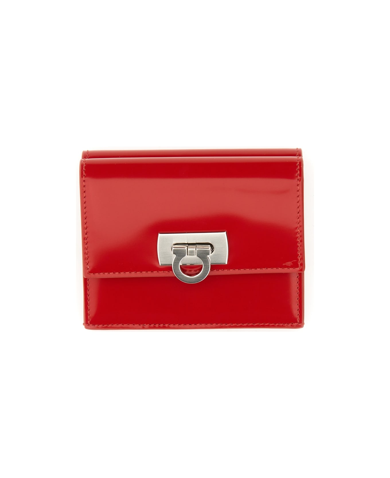 Ferragamo Compact Wallet With Hook-and-eye Closure - RED