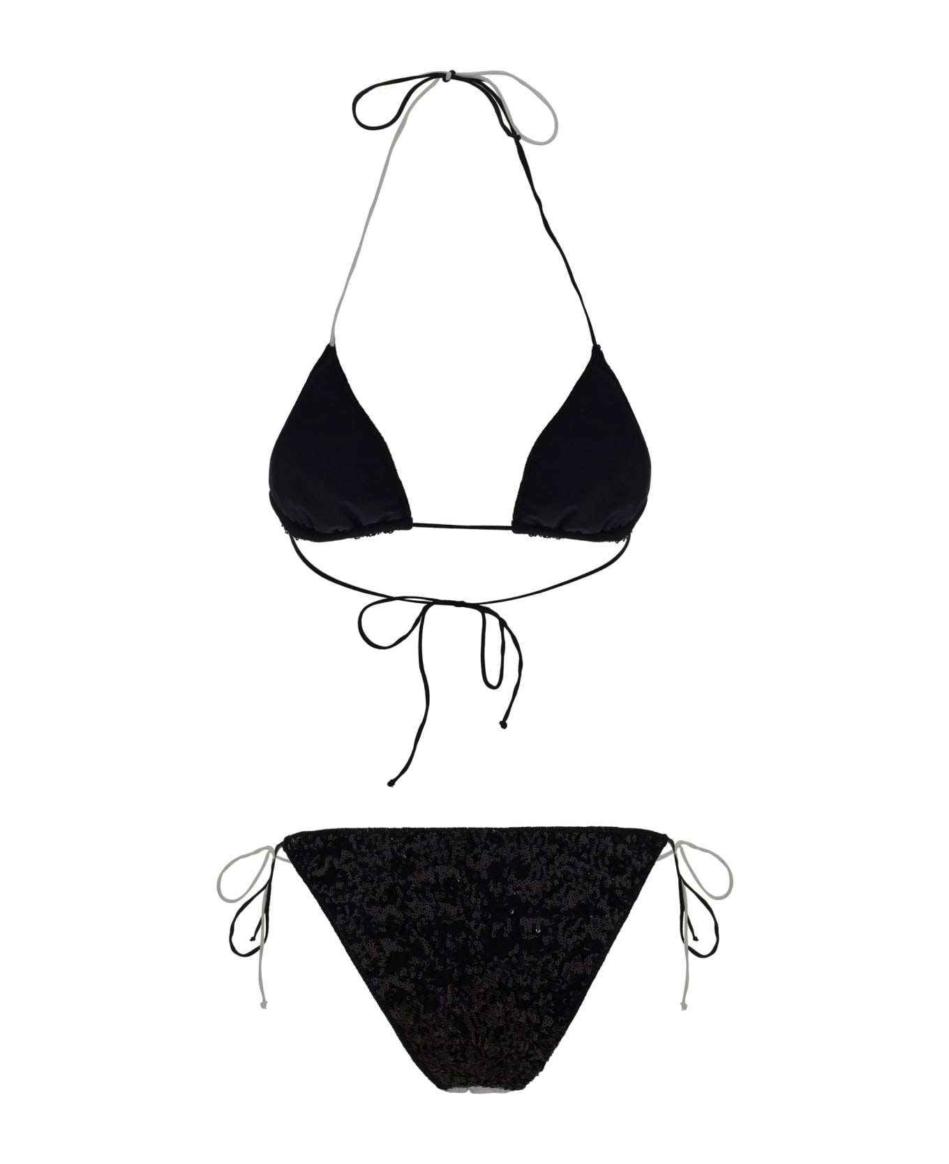 Oseree Paillettes Swimsuit - Black/white 水着