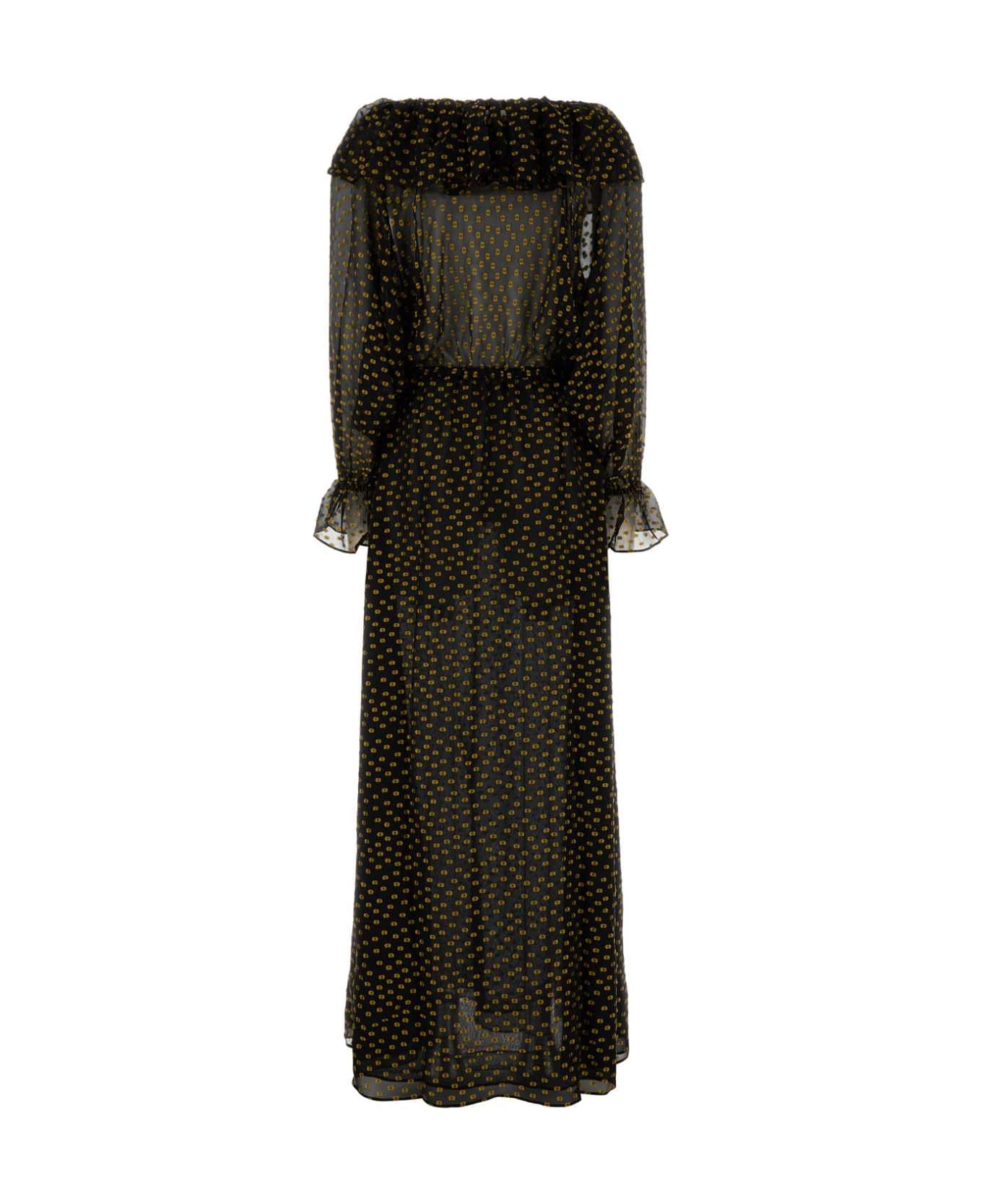 Bode Embroidered Silk Blend Stadium Dress - BLACKMULTI