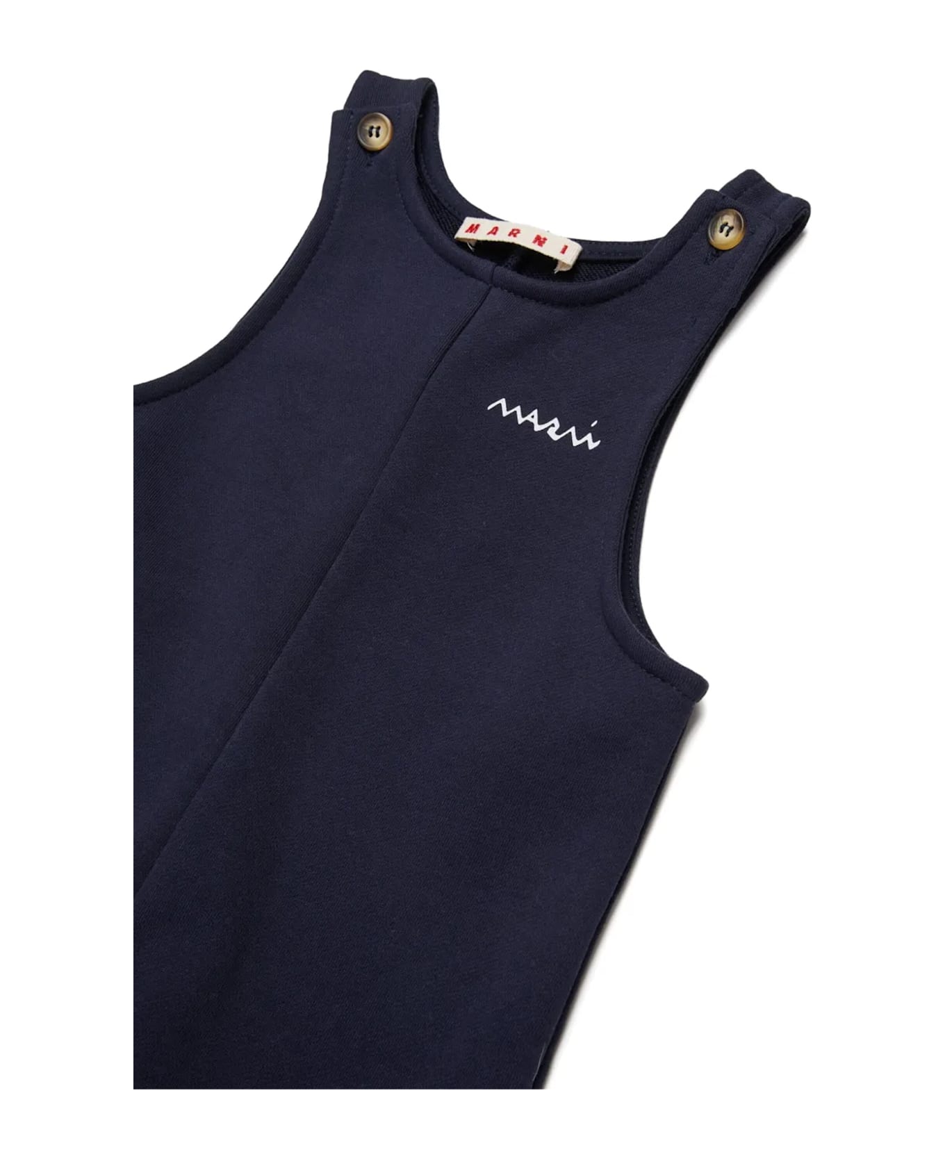 Marni Blue Dungarees For Baby Girl With Logo - Blue