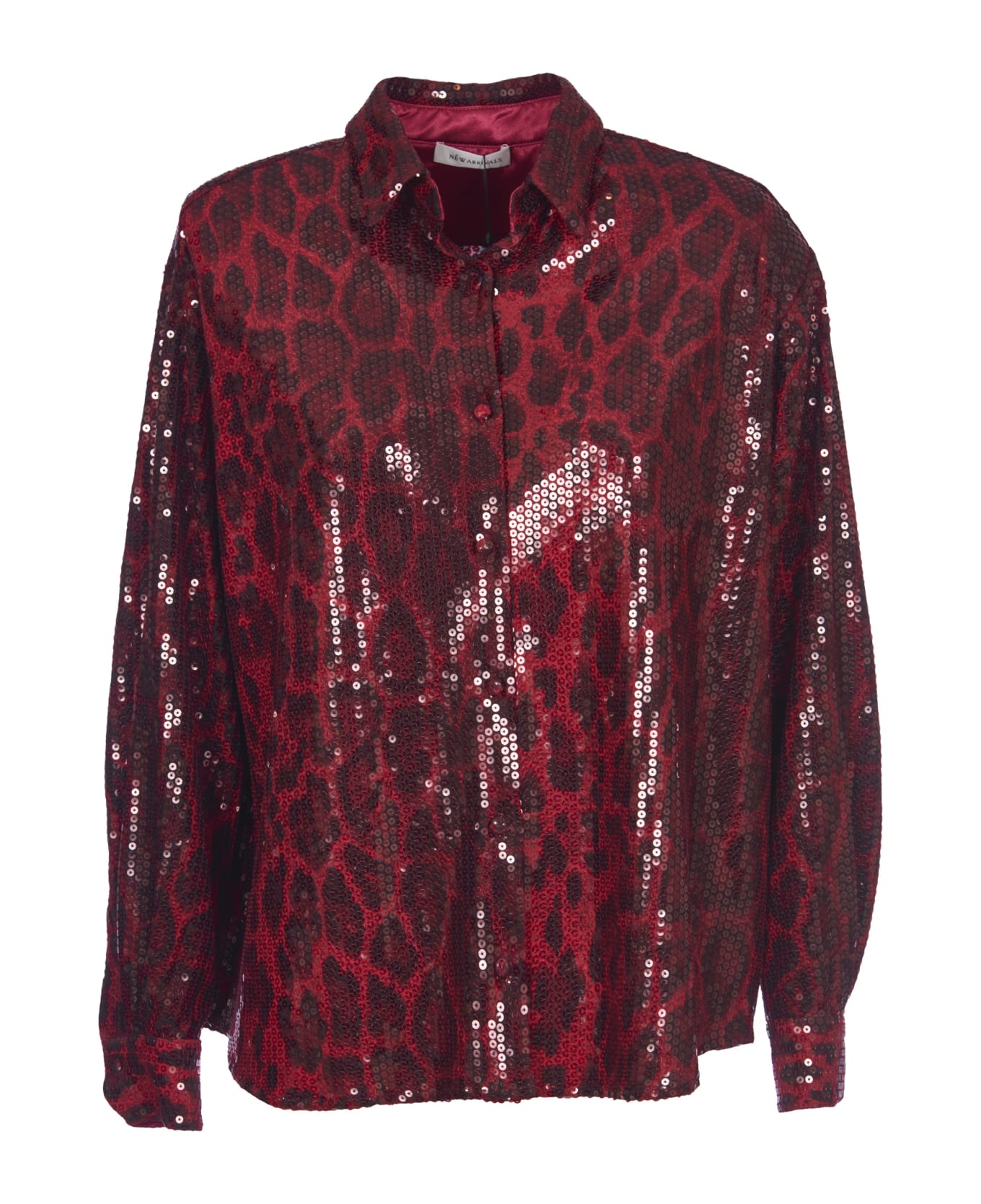 NEW ARRIVALS Sequins Over Shirt - Red 