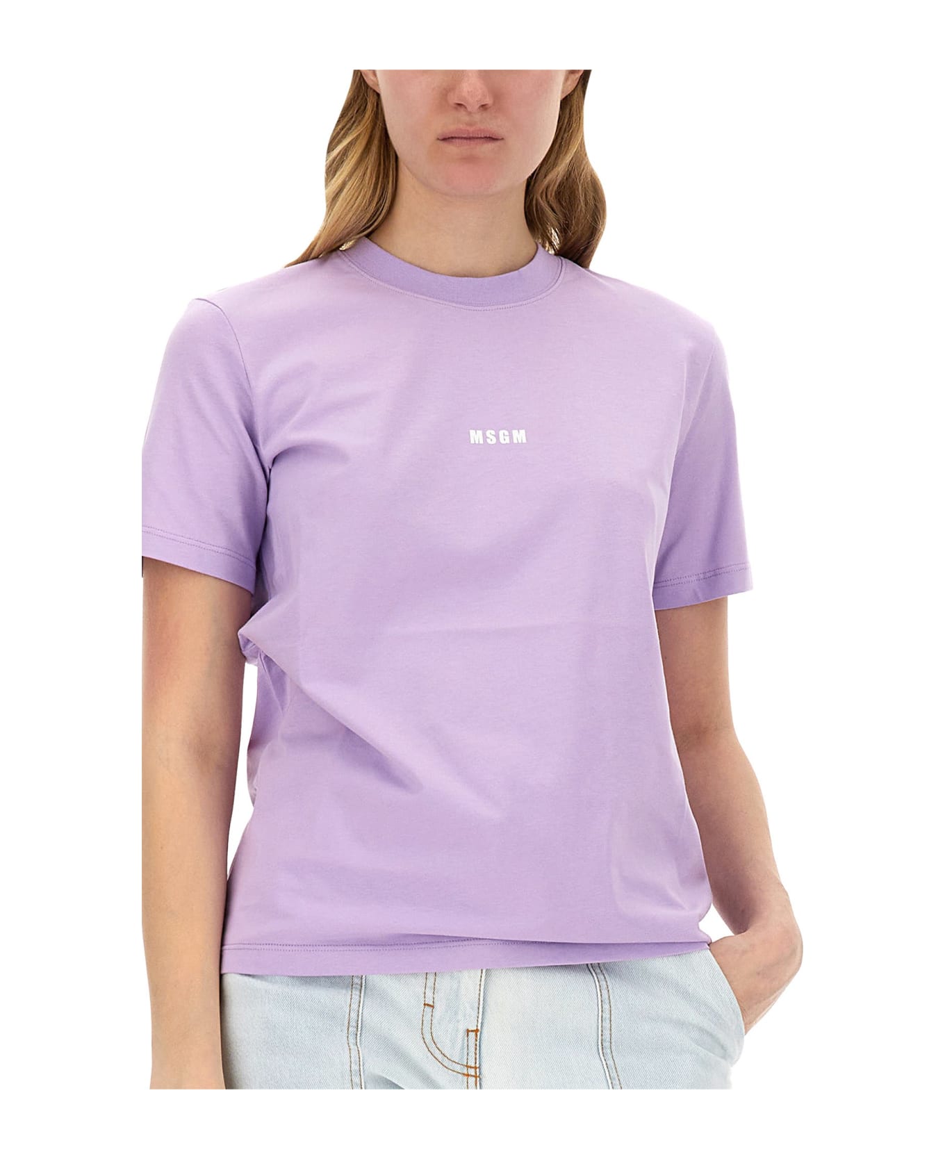 MSGM T-shirt With Logo - Lilac